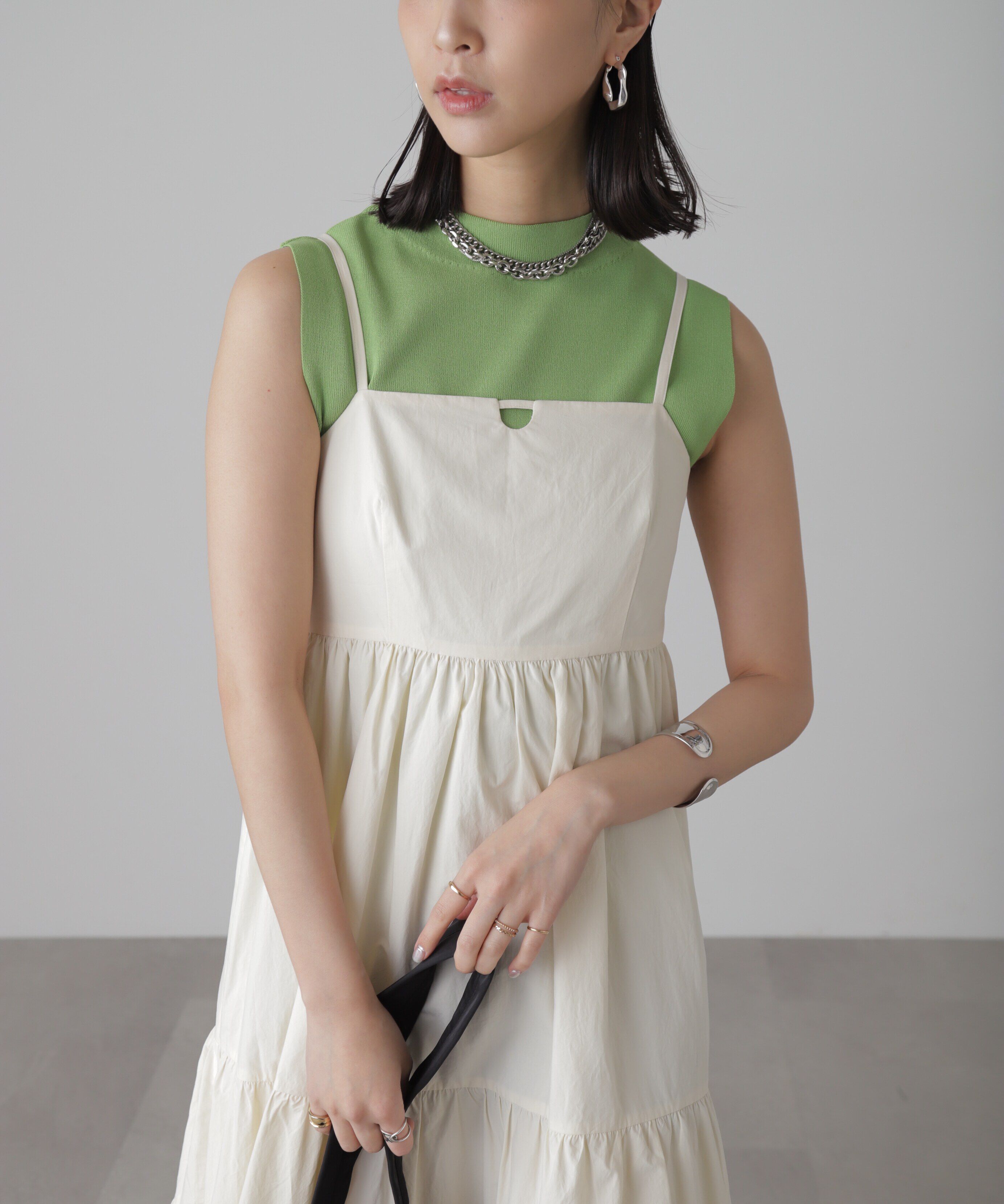  「コットンティアードキャミソールワンピース」|ワンピース|