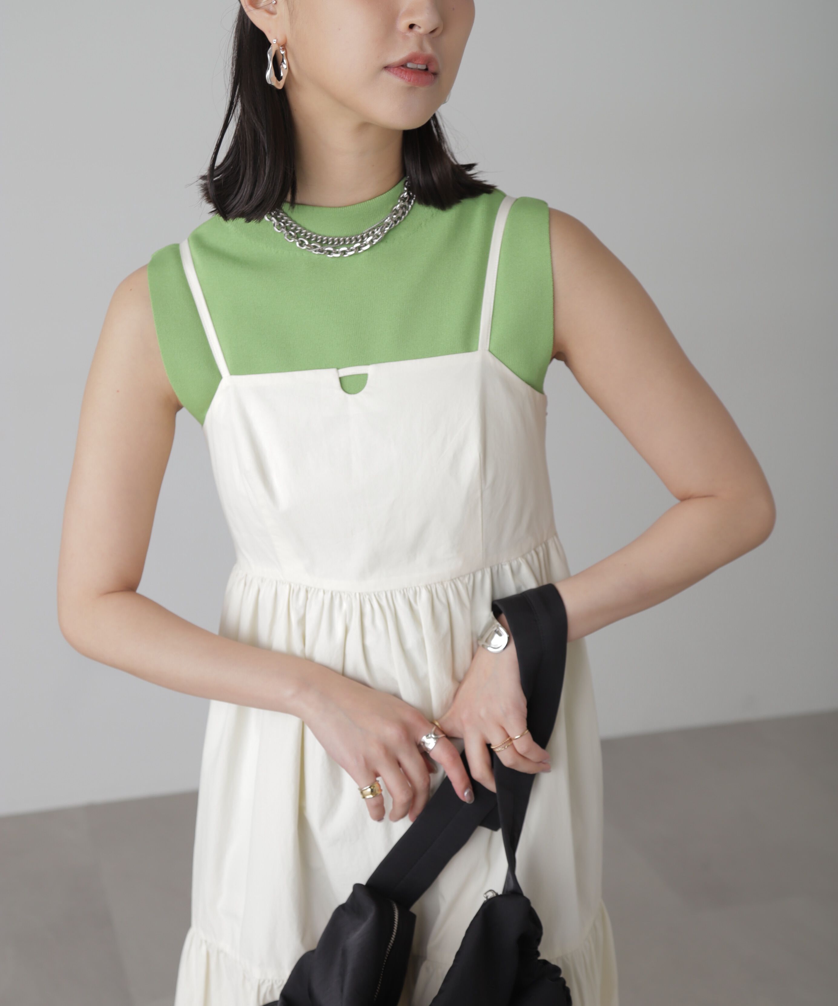  「コットンティアードキャミソールワンピース」|ワンピース|