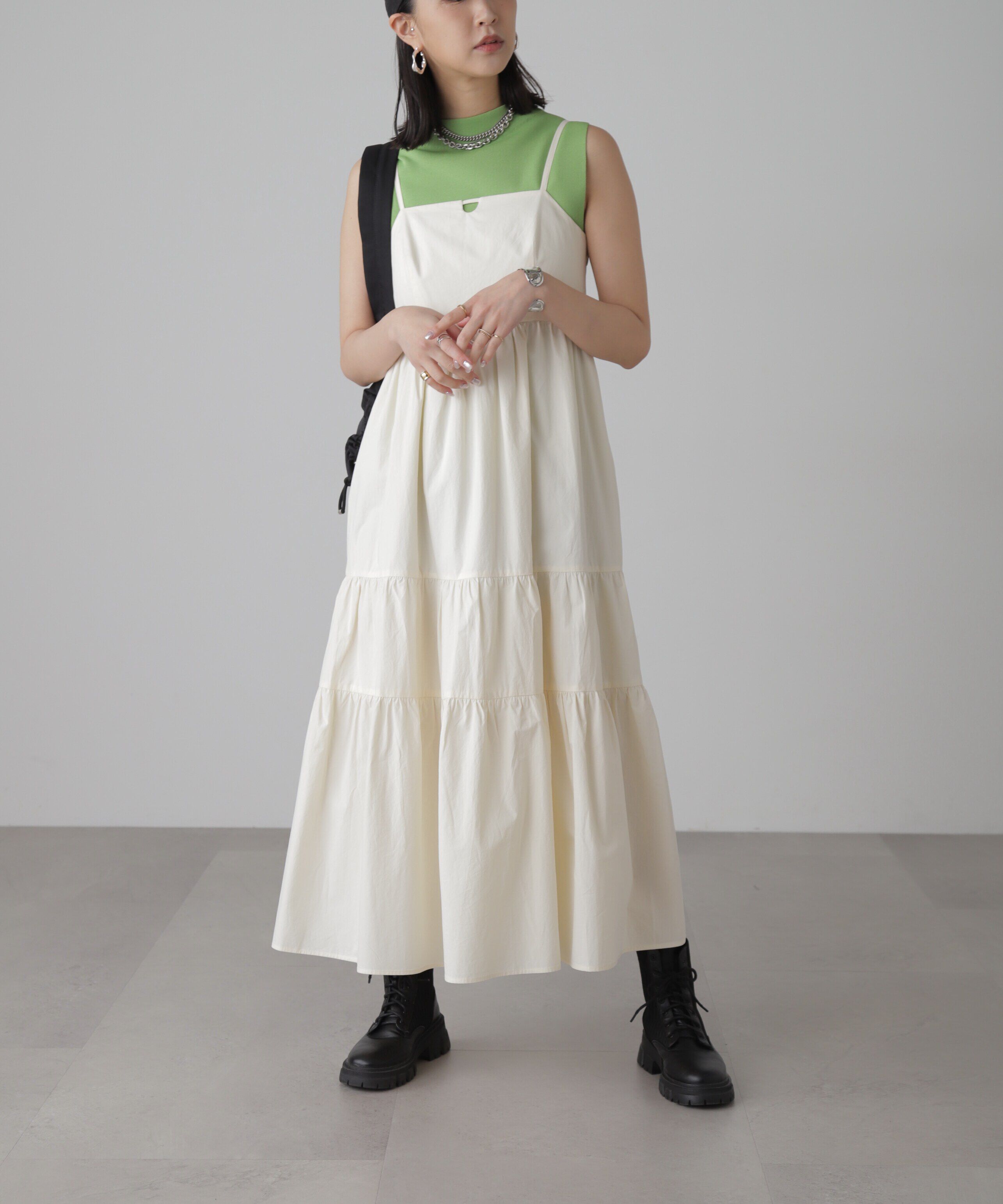  「コットンティアードキャミソールワンピース」|ワンピース|