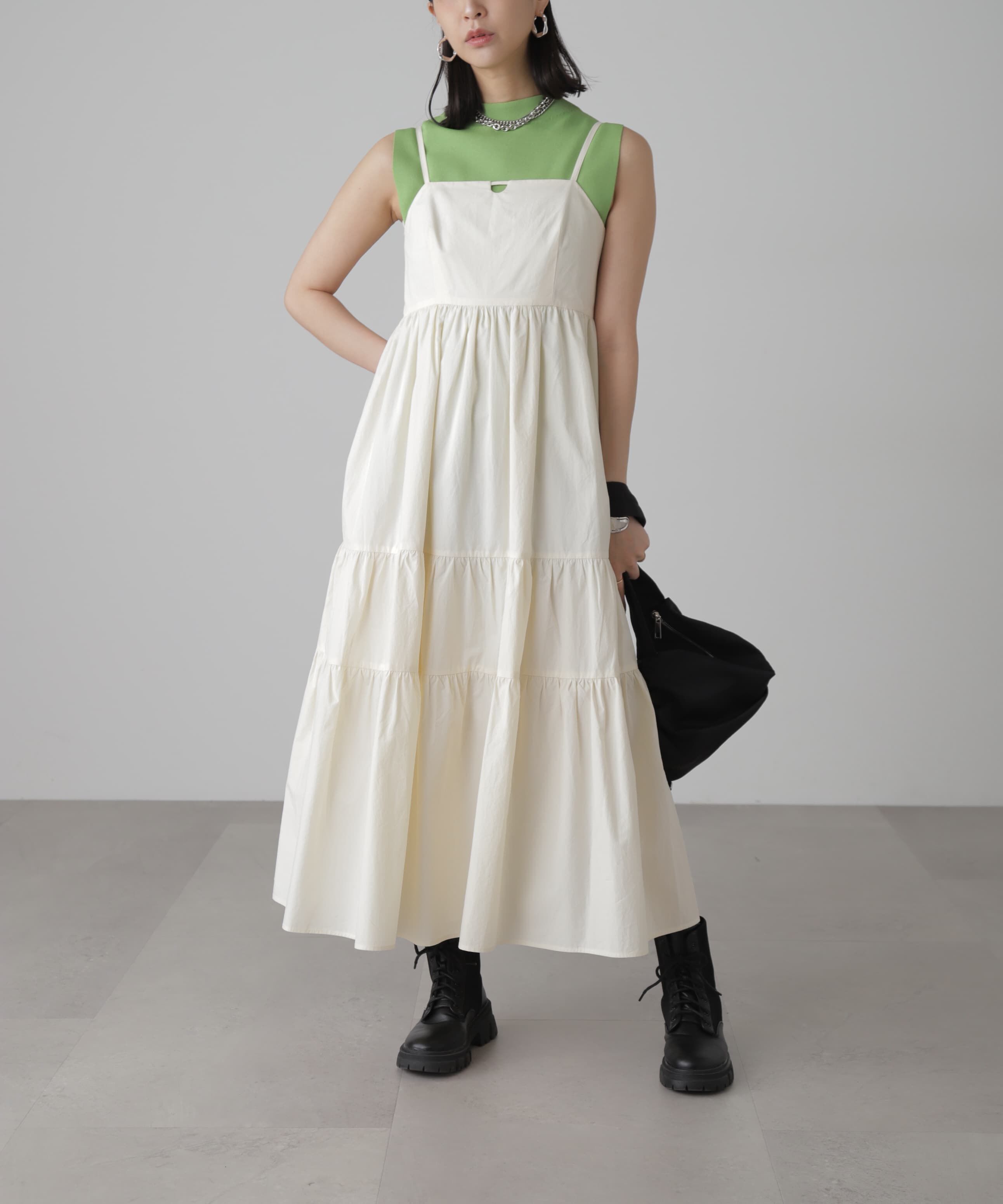  「コットンティアードキャミソールワンピース」|ワンピース|