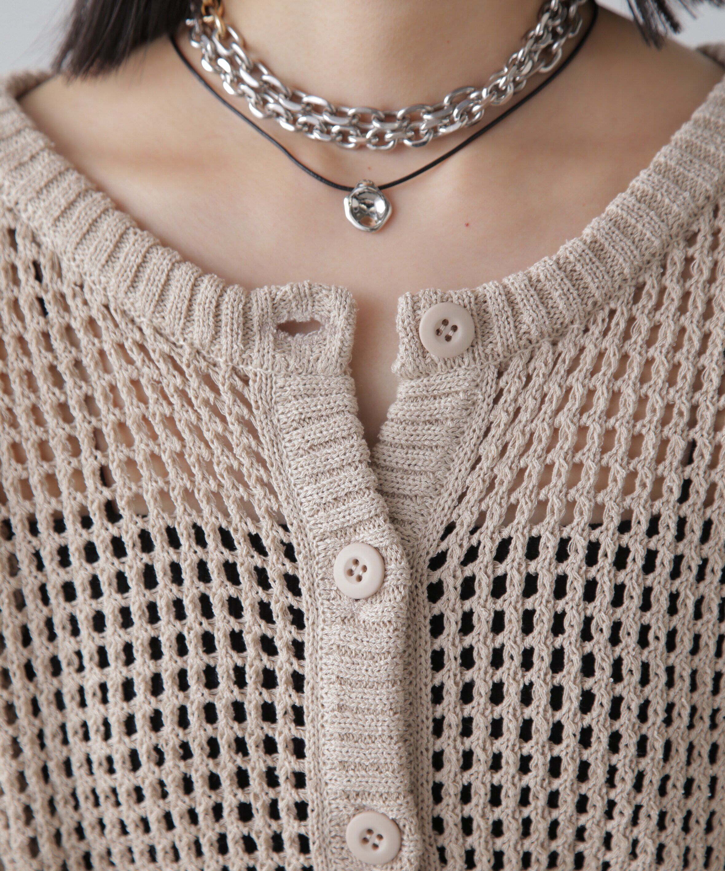  「前後2Wayメッシュニットカーディガン」|ニット・セーター|