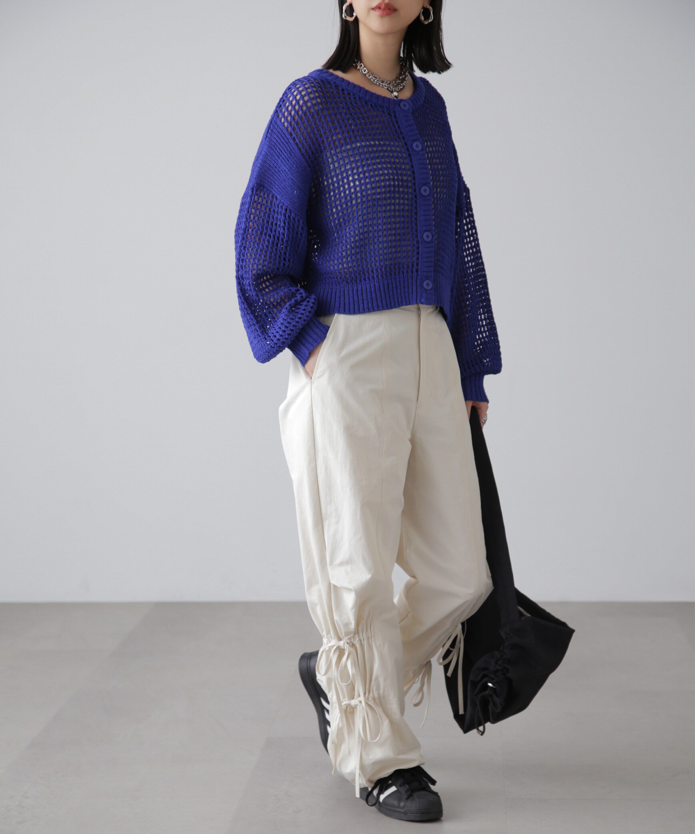  「前後2Wayメッシュニットカーディガン」|ニット・セーター|