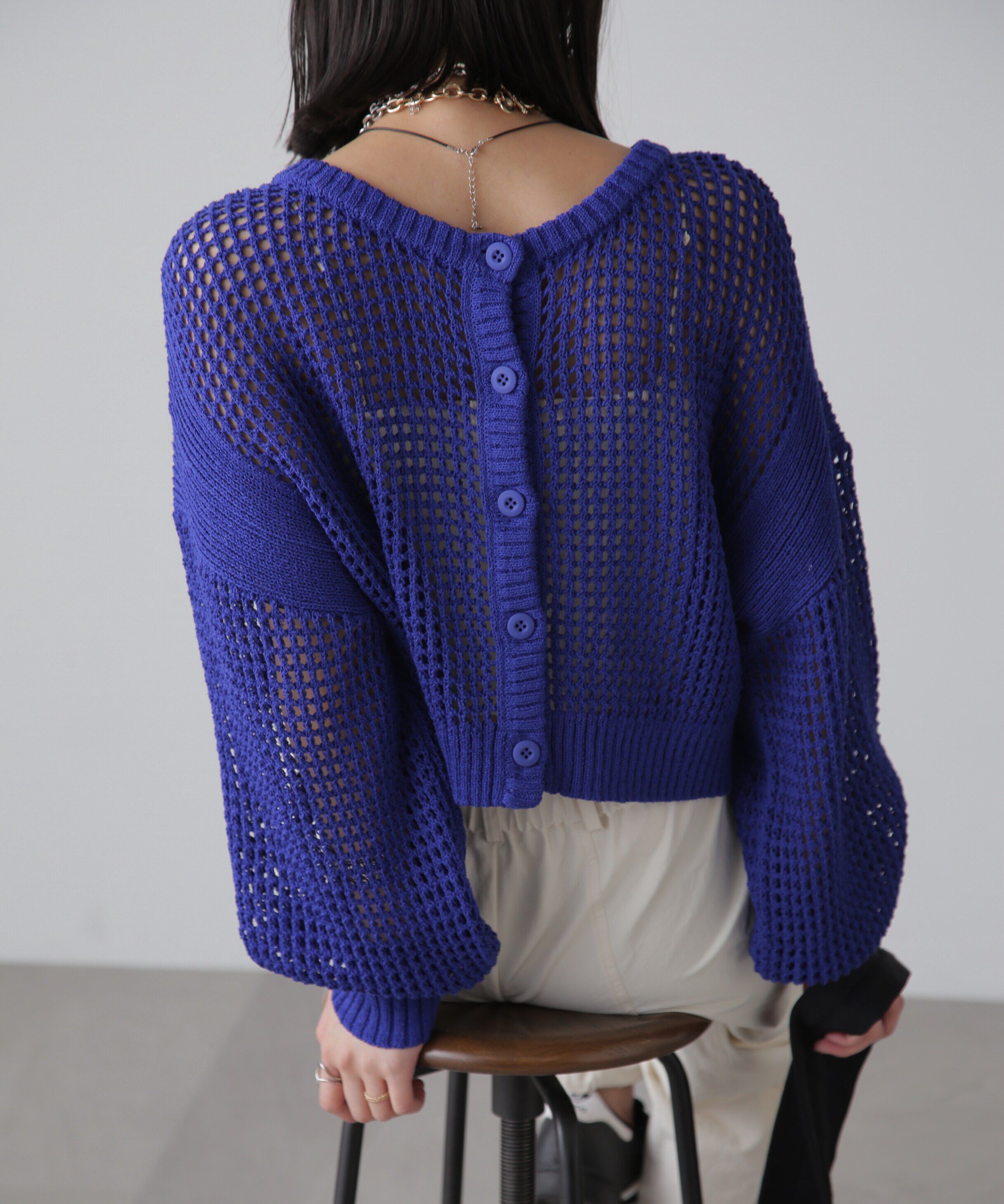  「前後2Wayメッシュニットカーディガン」|ニット・セーター|