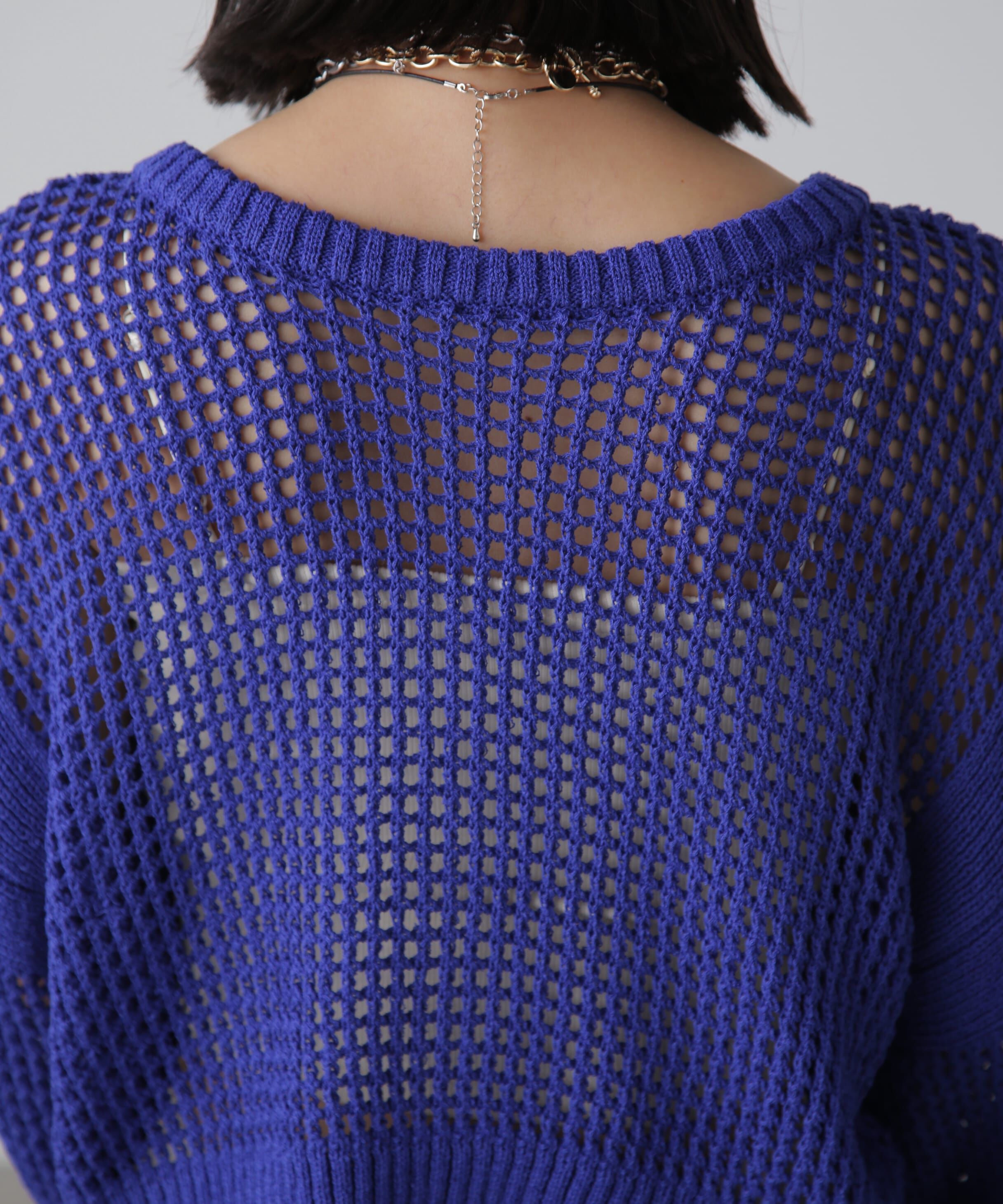  「前後2Wayメッシュニットカーディガン」|ニット・セーター|