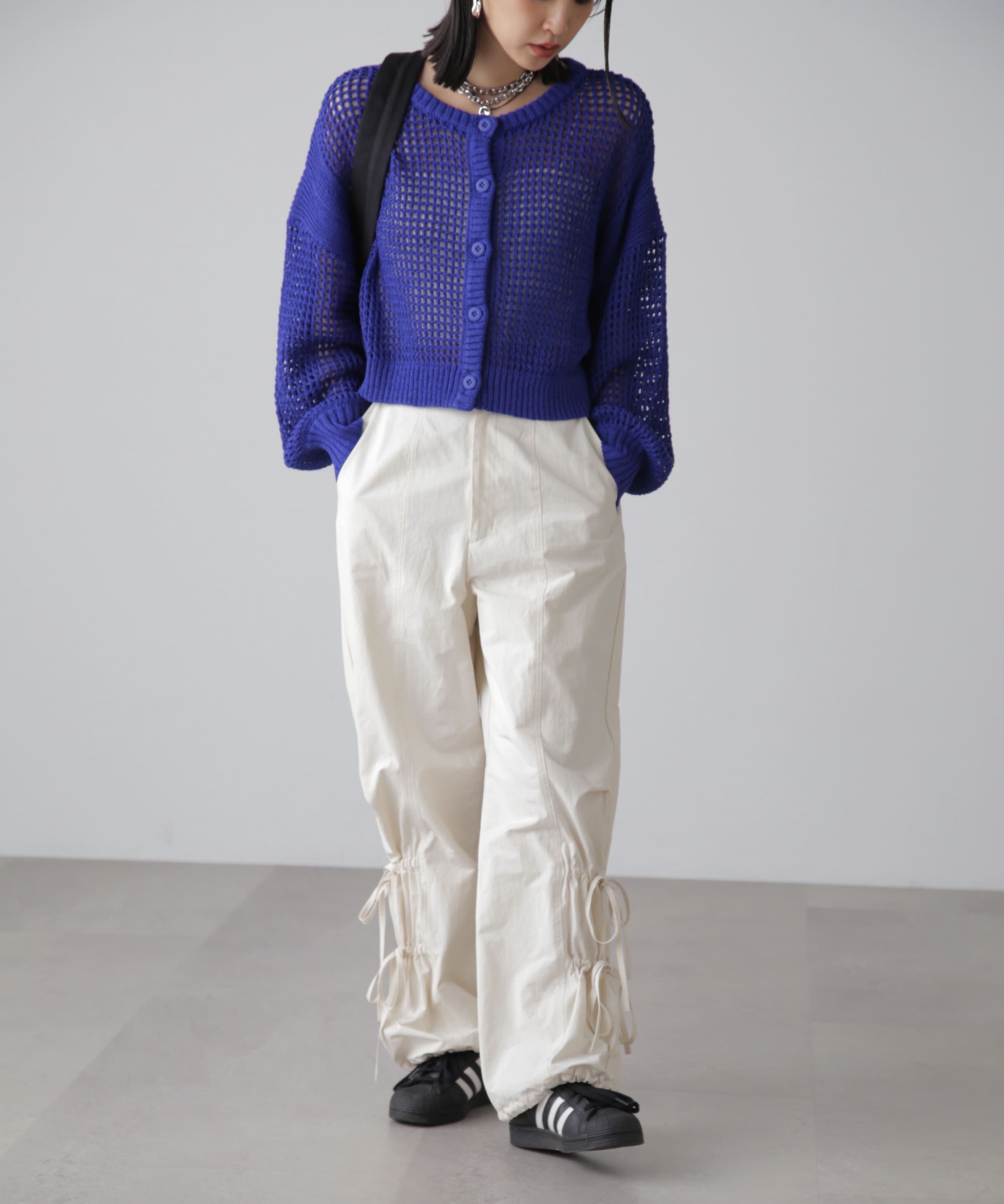  「前後2Wayメッシュニットカーディガン」|ニット・セーター|