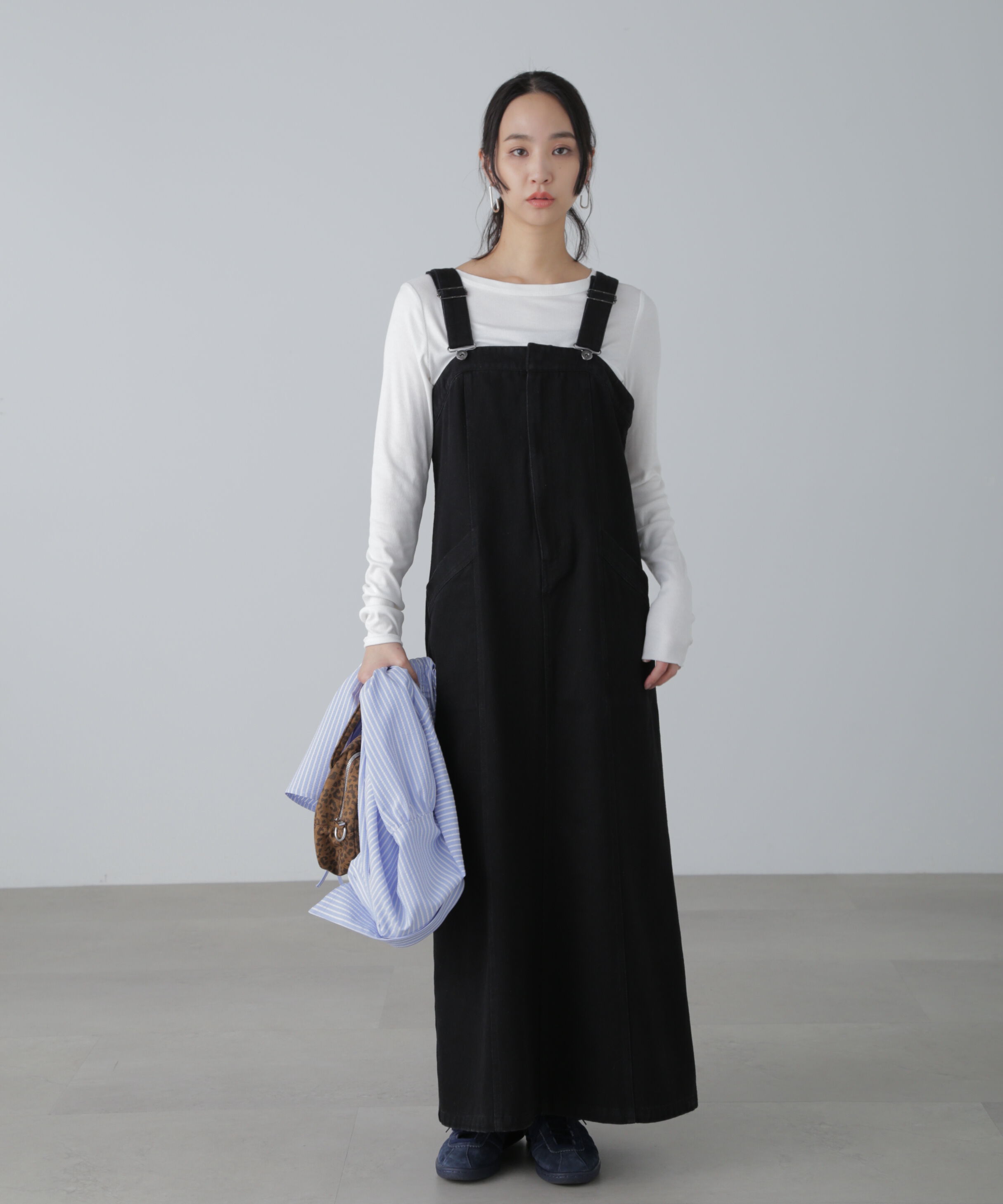  「フロントジップジャンパースカート」|ワンピース|ブラック