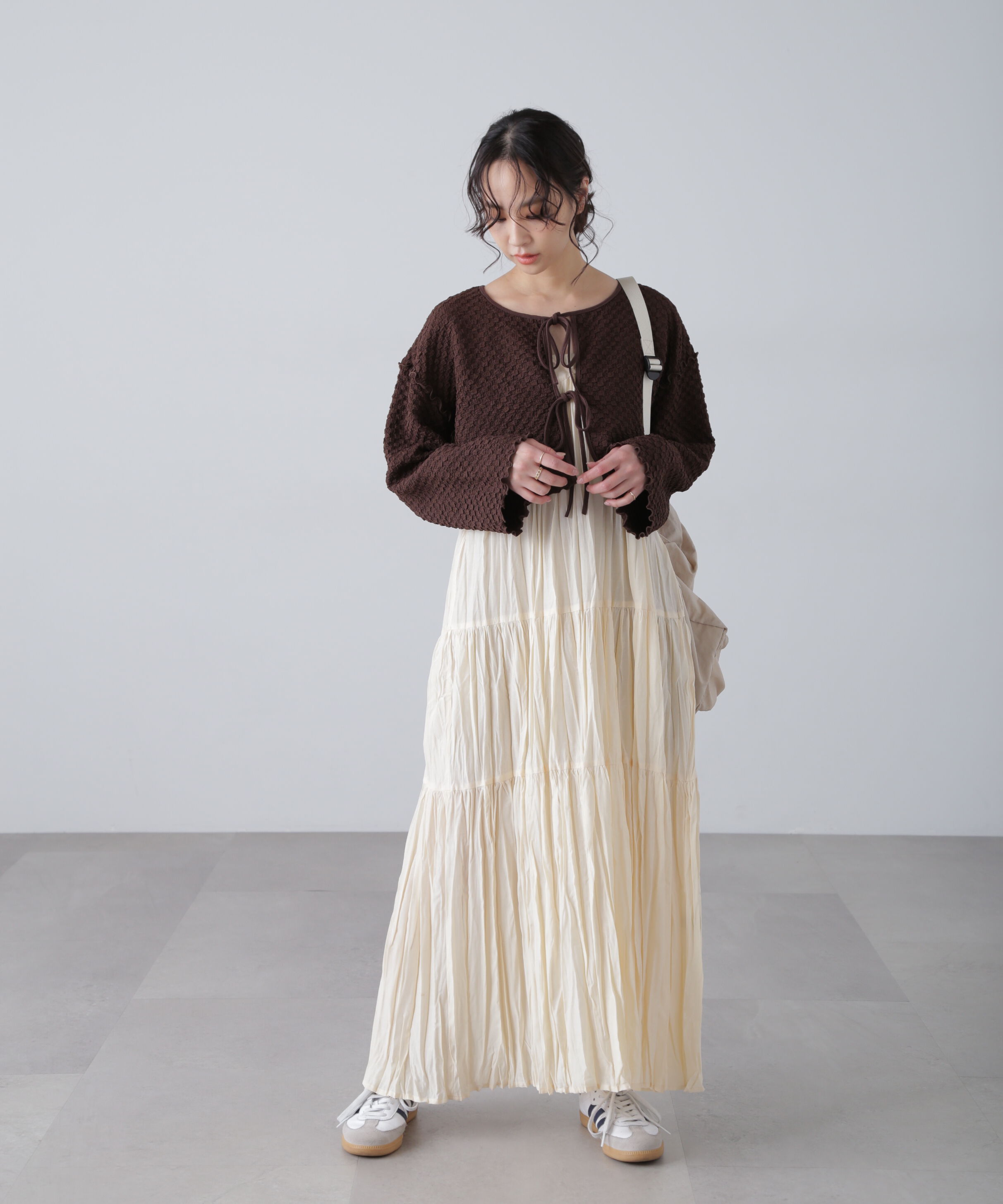  「ワッシャーティアードノースリーブワンピース」|ワンピース|