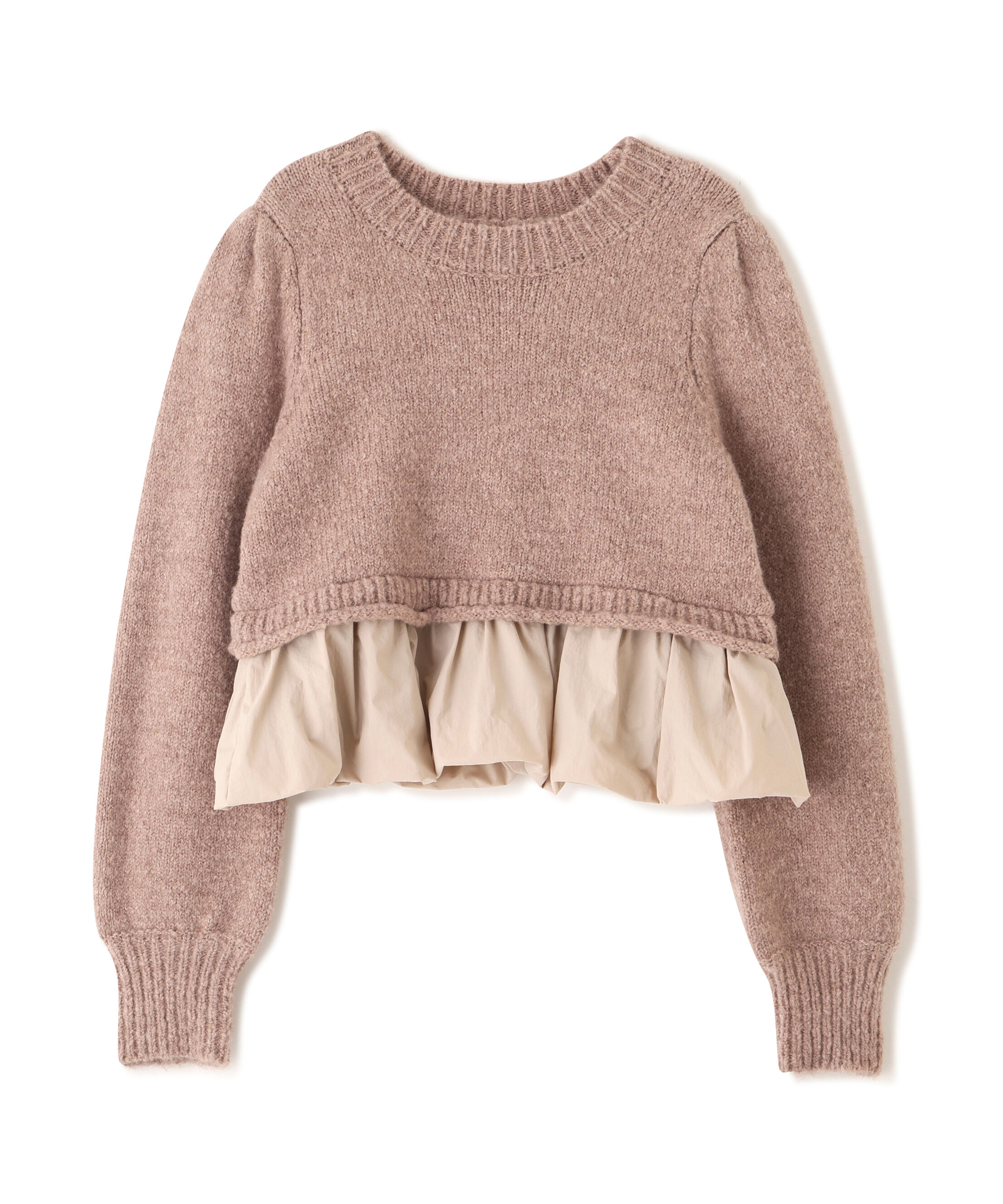  「アルパカ混布帛ドッキングバルーンニット」|ニット・セーター|