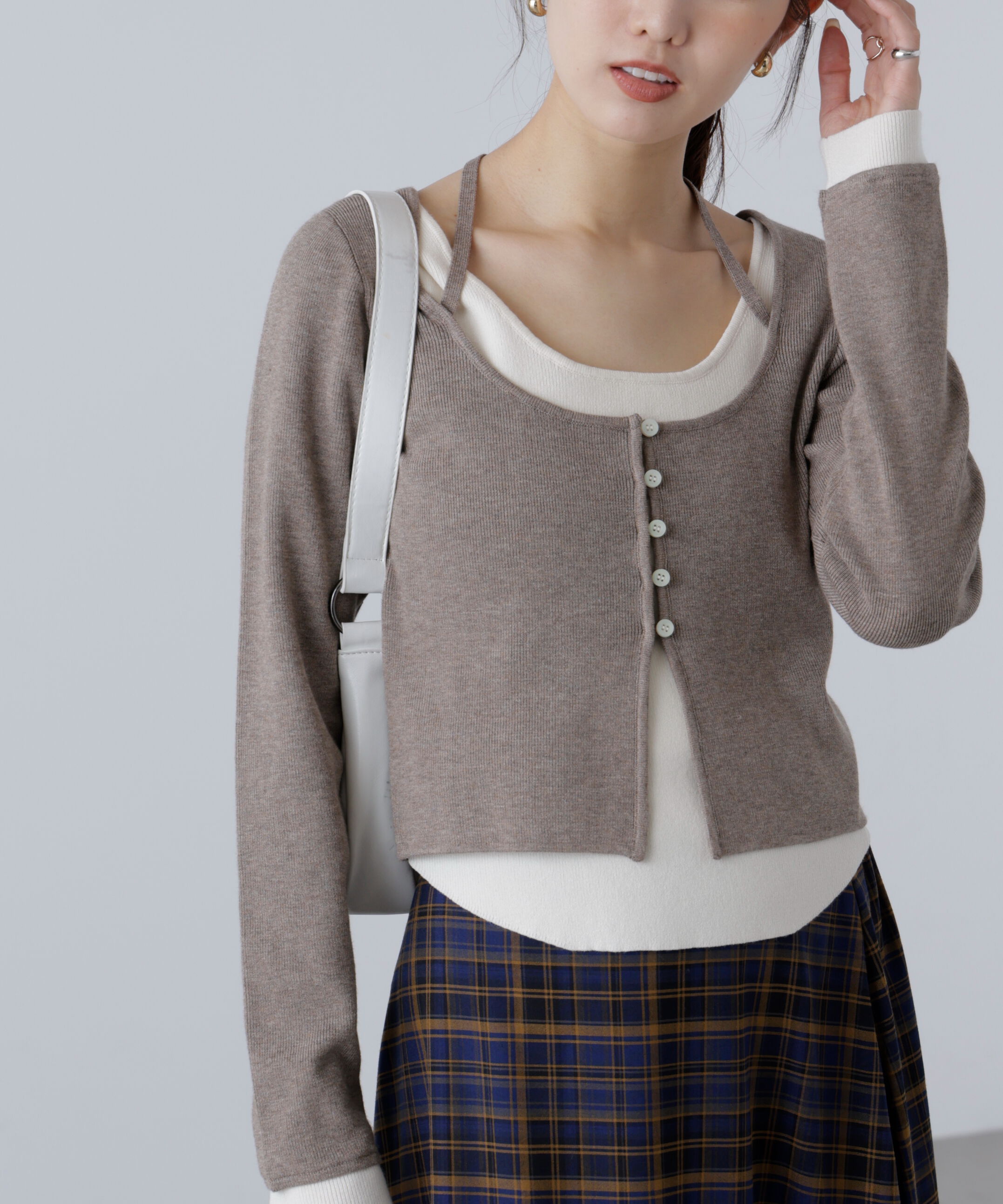  「キャミレイヤードクルーネックニット」|ニット・セーター|