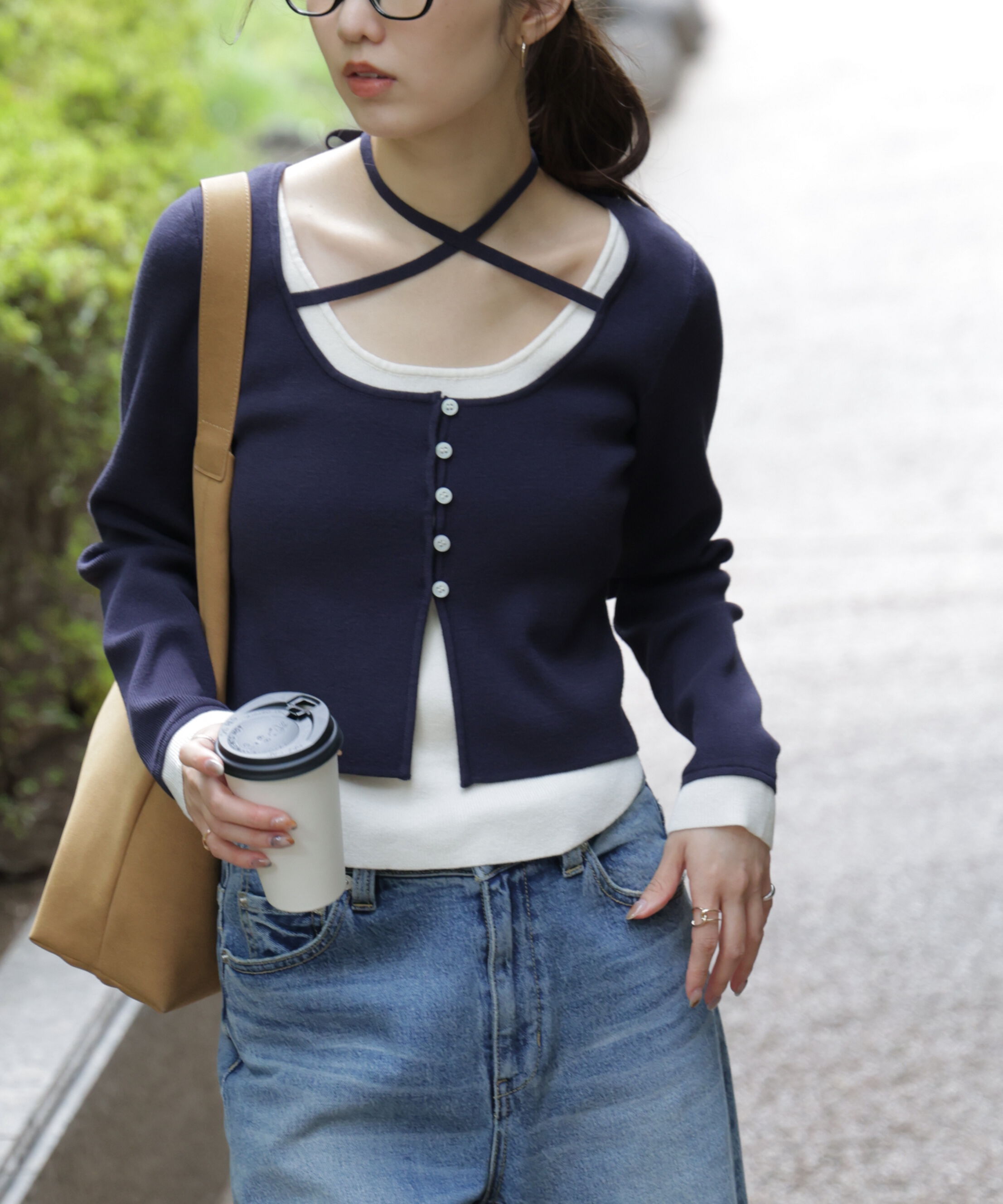  「キャミレイヤードクルーネックニット」|ニット・セーター|