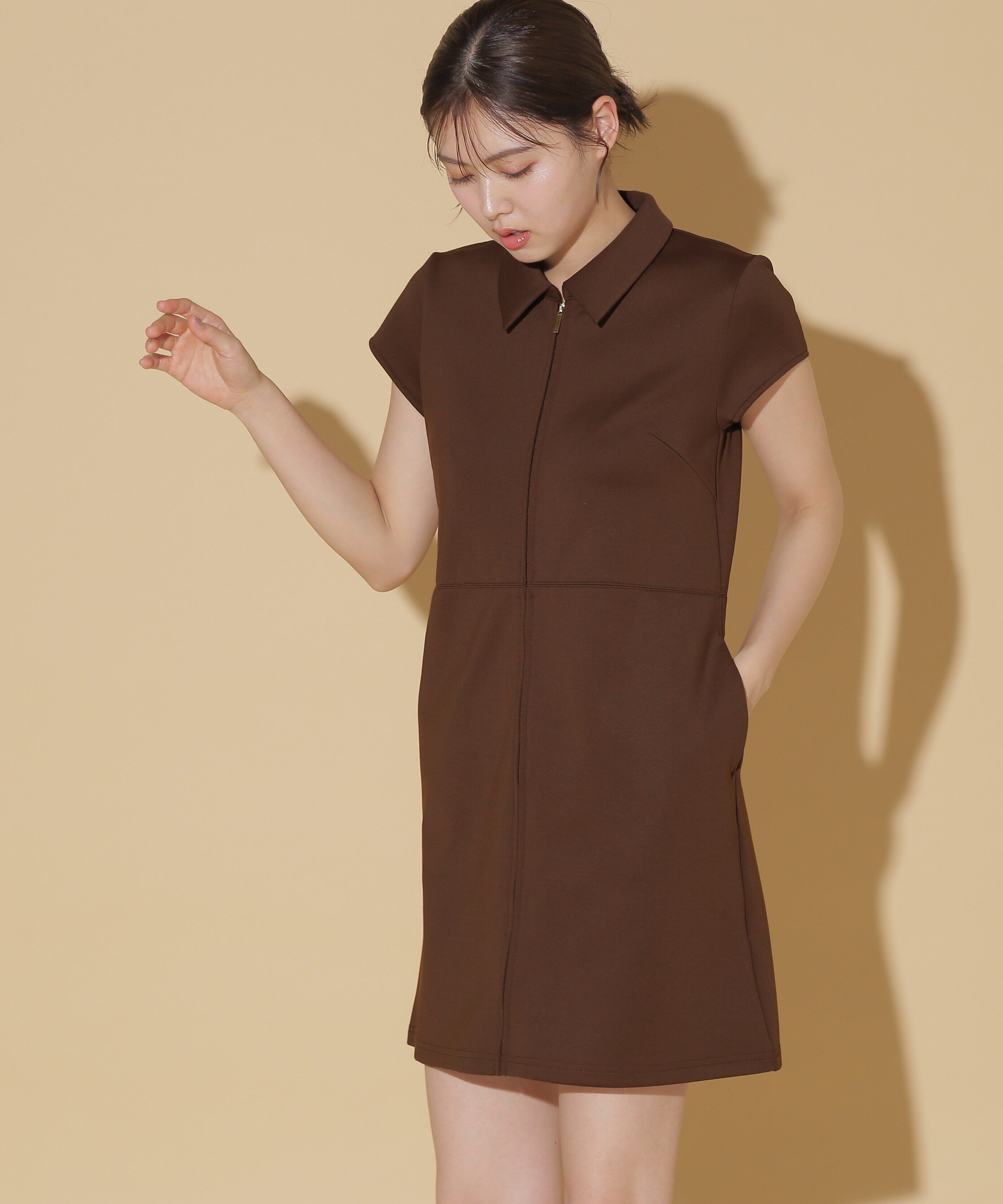  「フロントジップカットソーミニワンピース」|ワンピース|