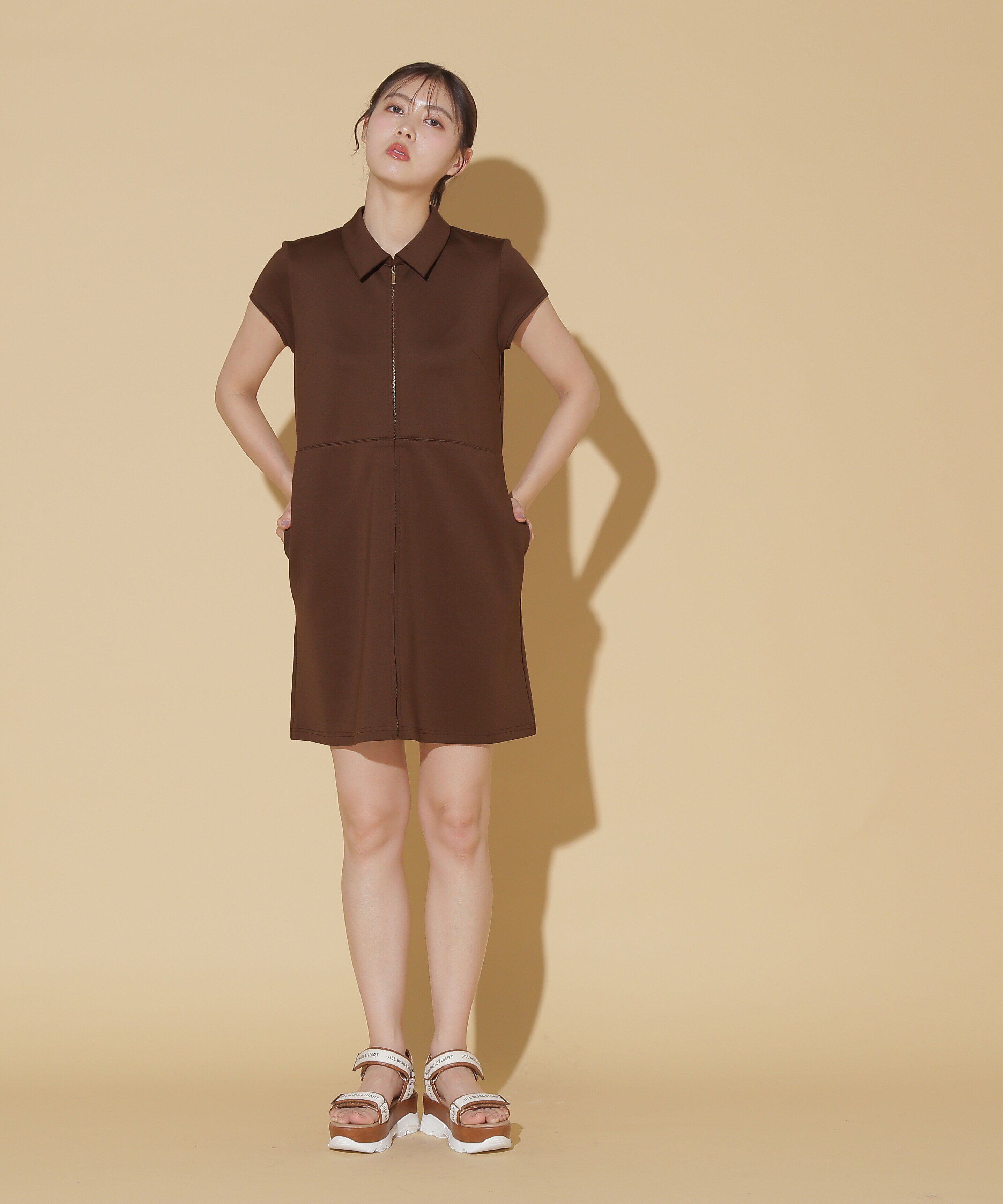  「フロントジップカットソーミニワンピース」|ワンピース|