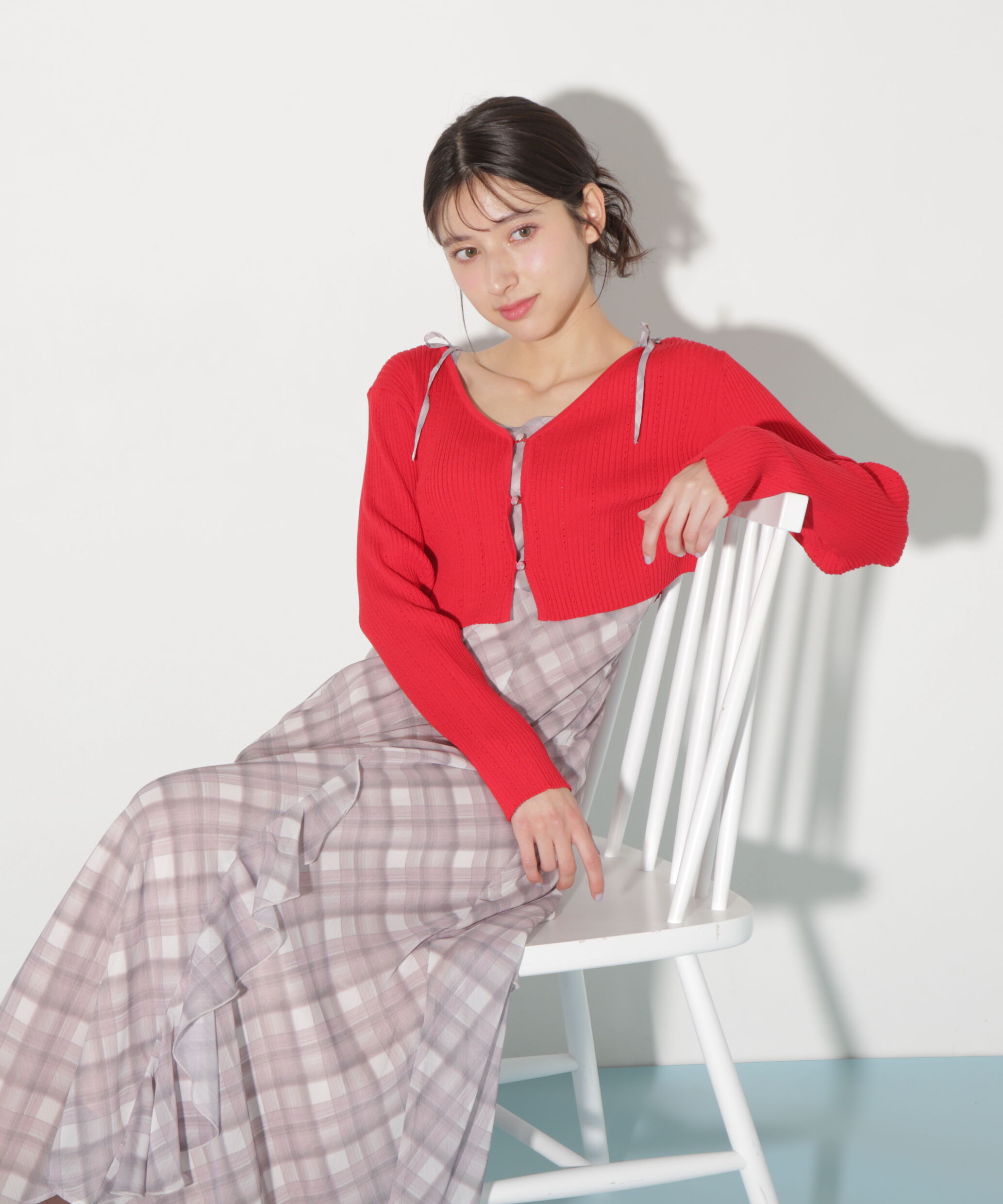  「ショートカーデ・ラッフルキャミワンピセット」|ワンピース|