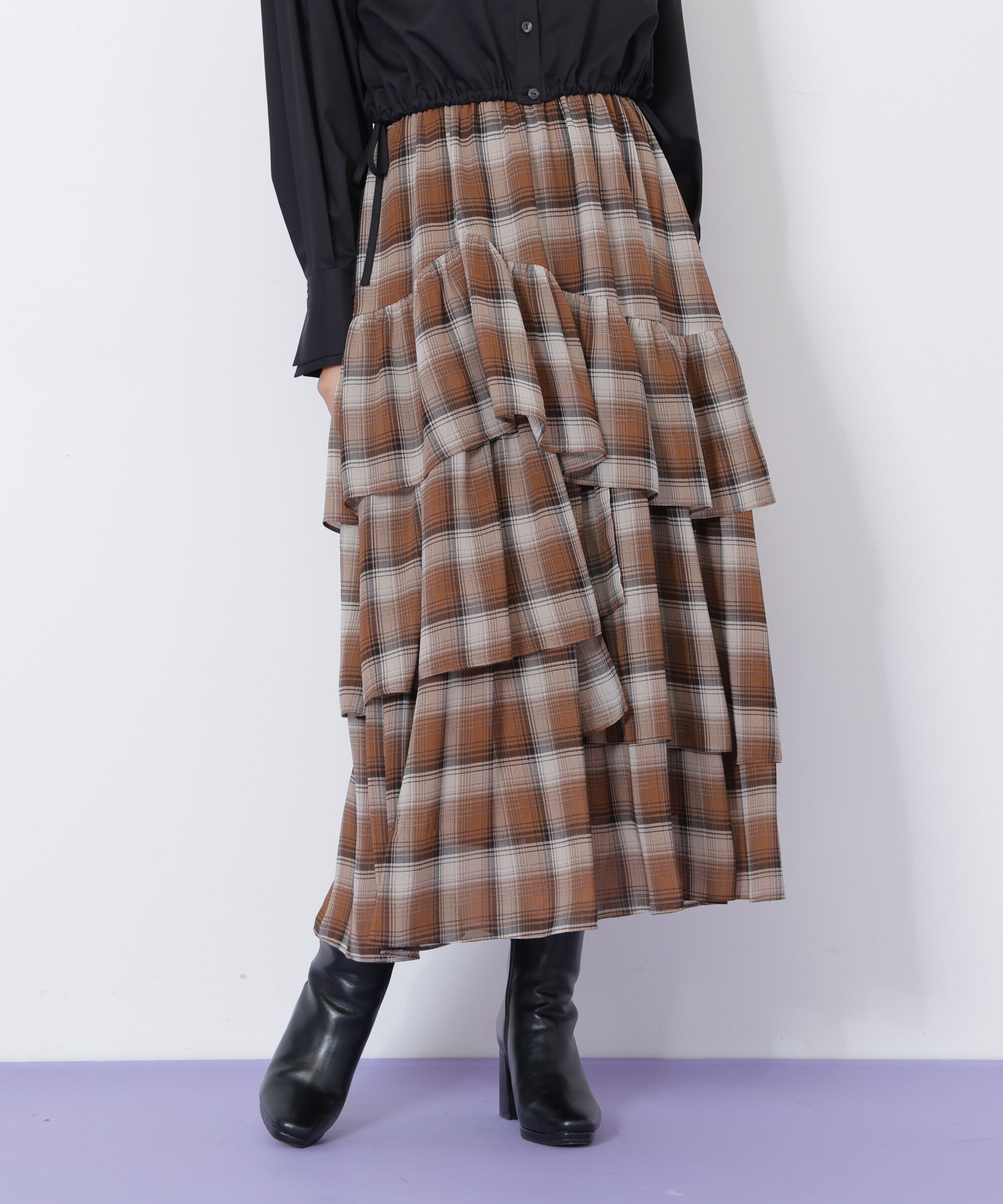  「アシメティアードスカート」|スカート|ブラウンチェ 1