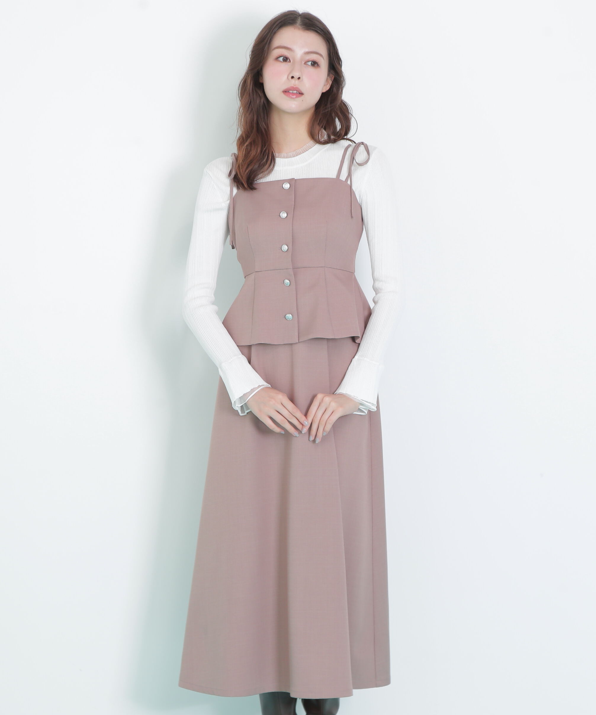  「肩リボンジャンスカ」|ワンピース|ブラウン