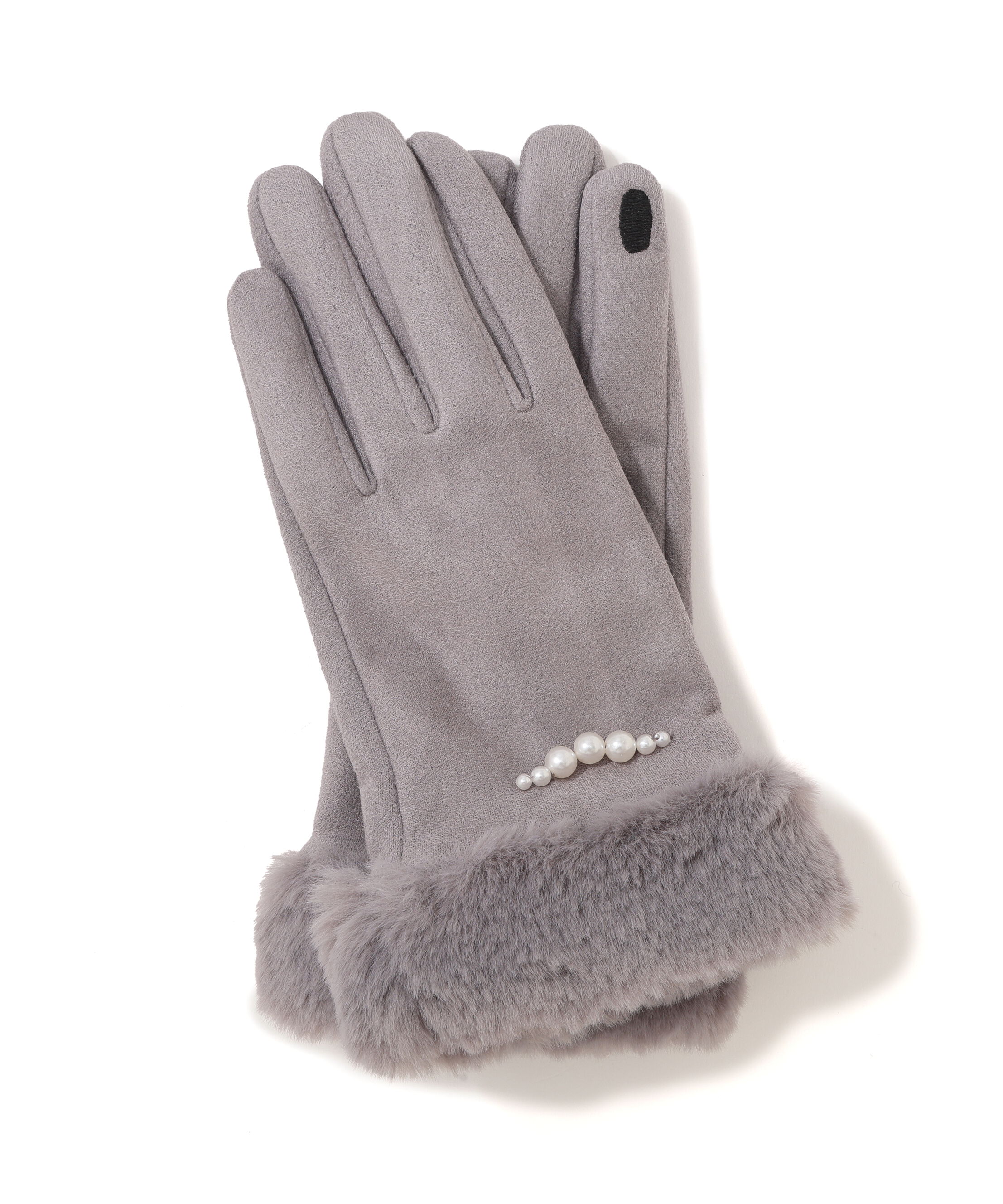  「フェイクスエードフェイクファー付きグローブ」|手袋|