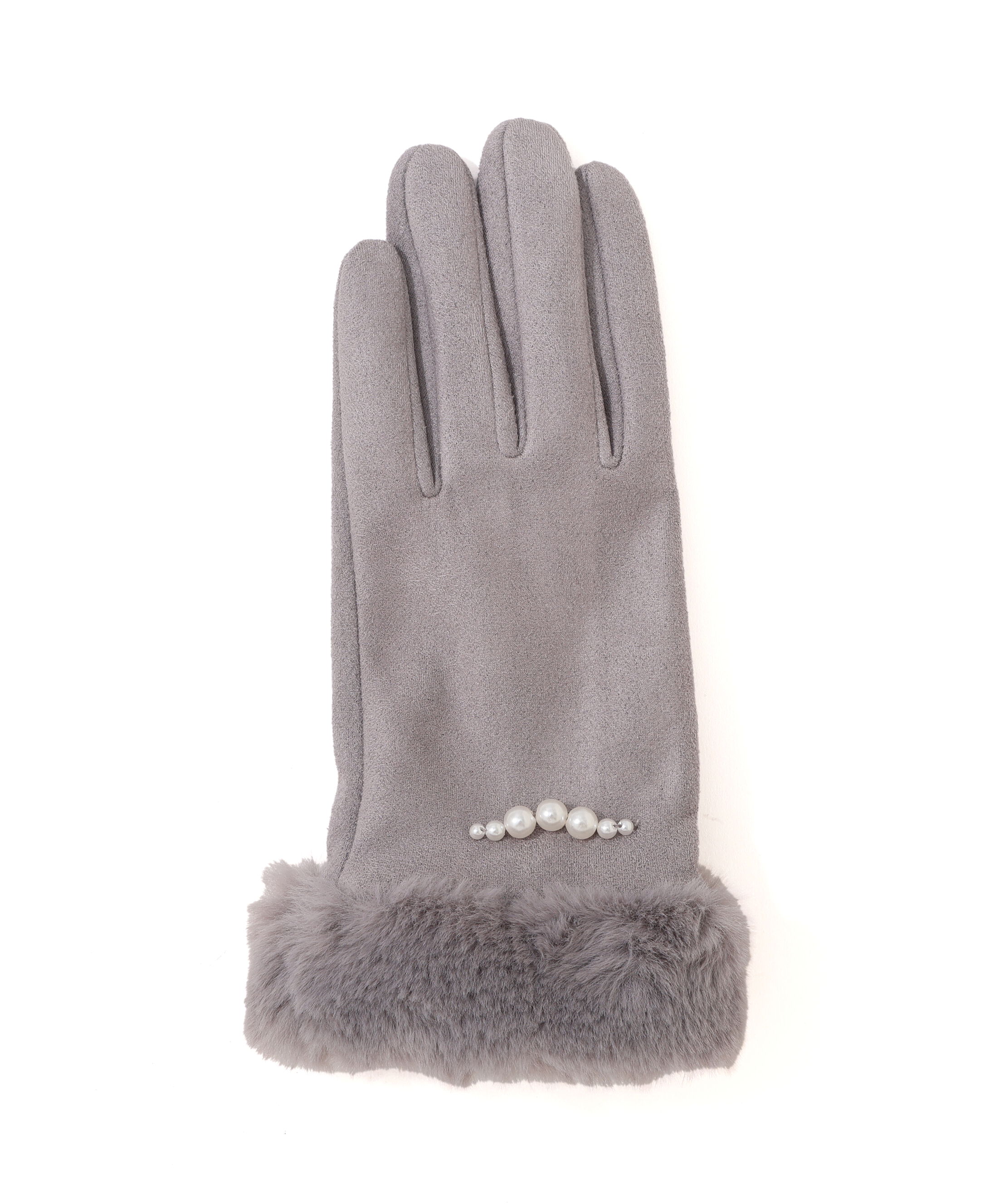  「フェイクスエードフェイクファー付きグローブ」|手袋|