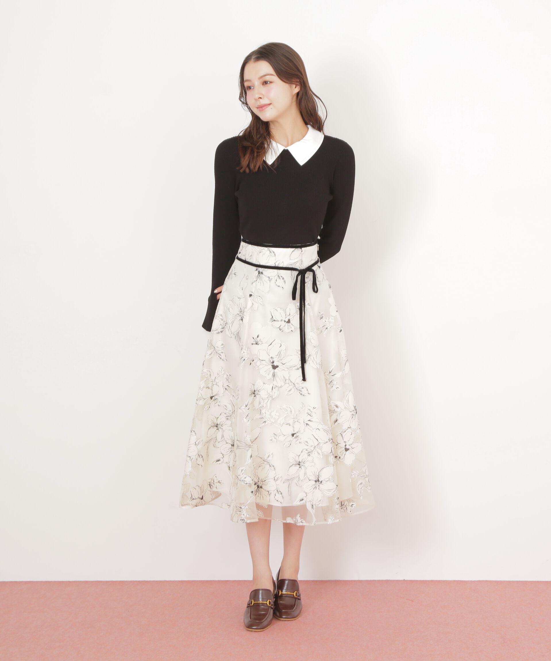  「ベロアリボンオパールフラワースカート」|スカート|