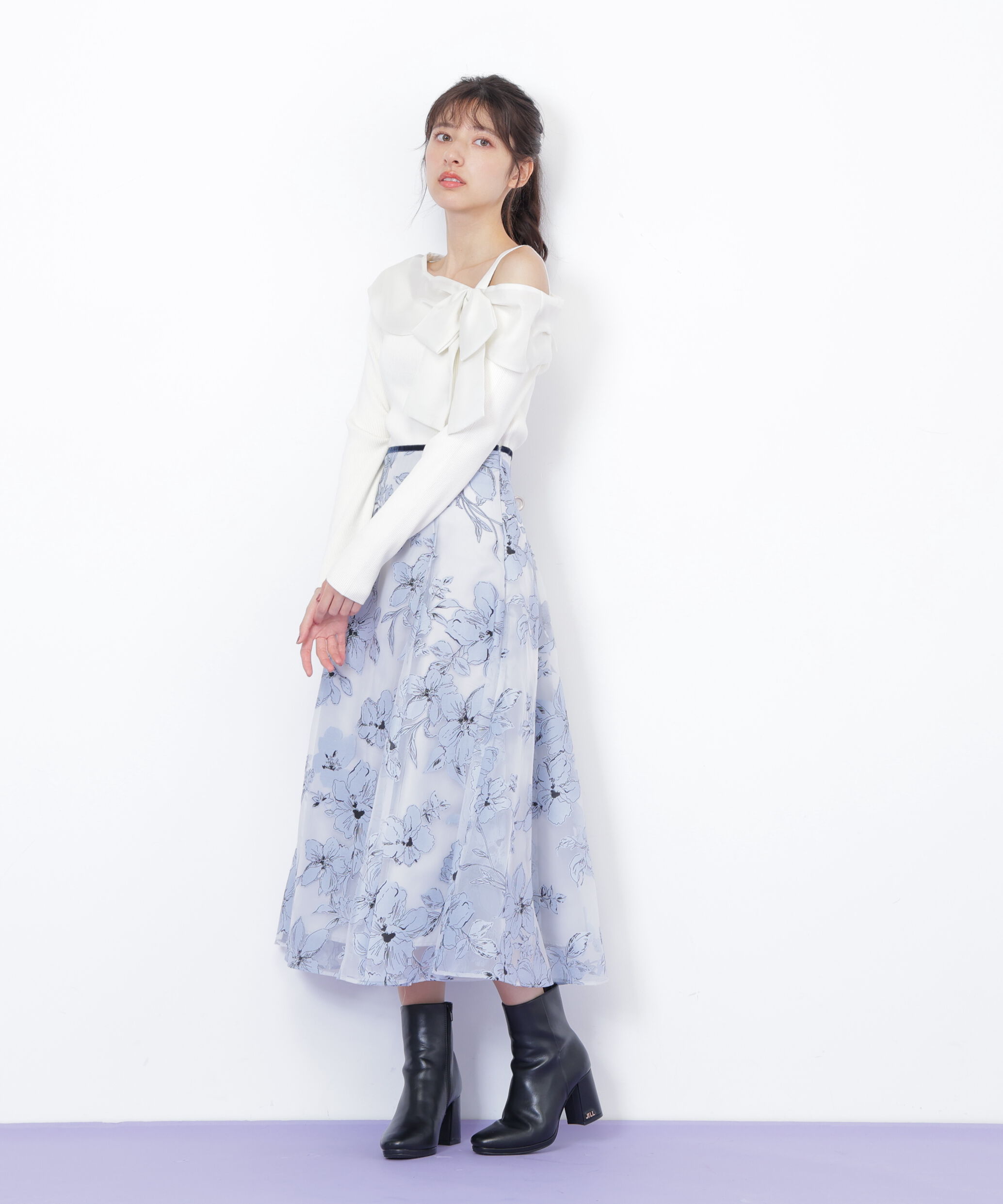  「ベロアリボンオパールフラワースカート」|スカート|