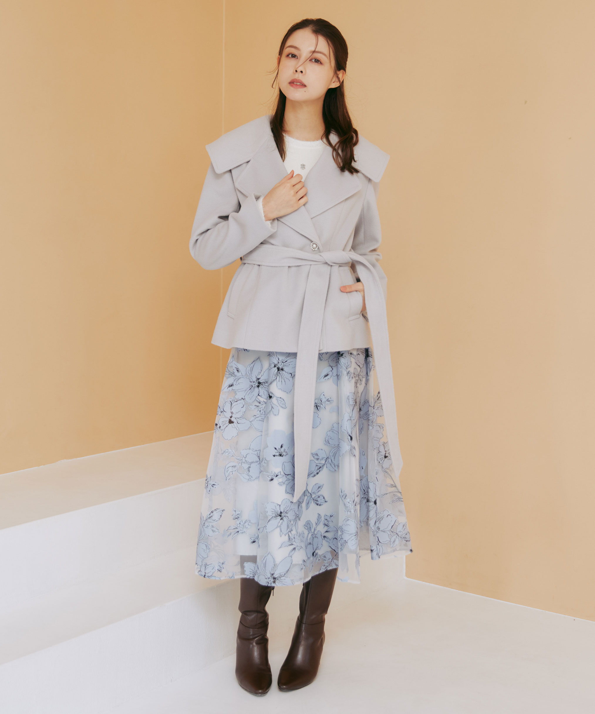  「ベロアリボンオパールフラワースカート」|スカート|