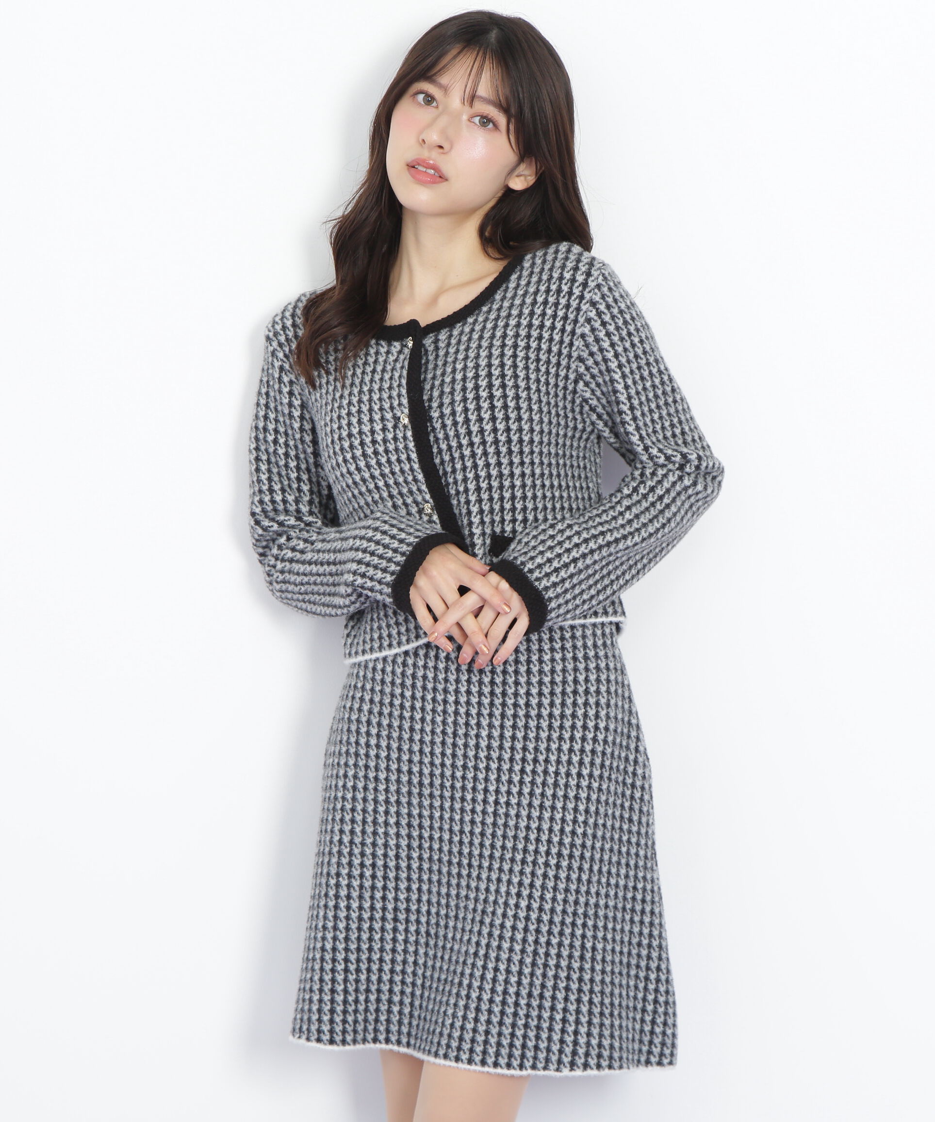  「千鳥ジャガードニットセットアップ」|ワンピース|