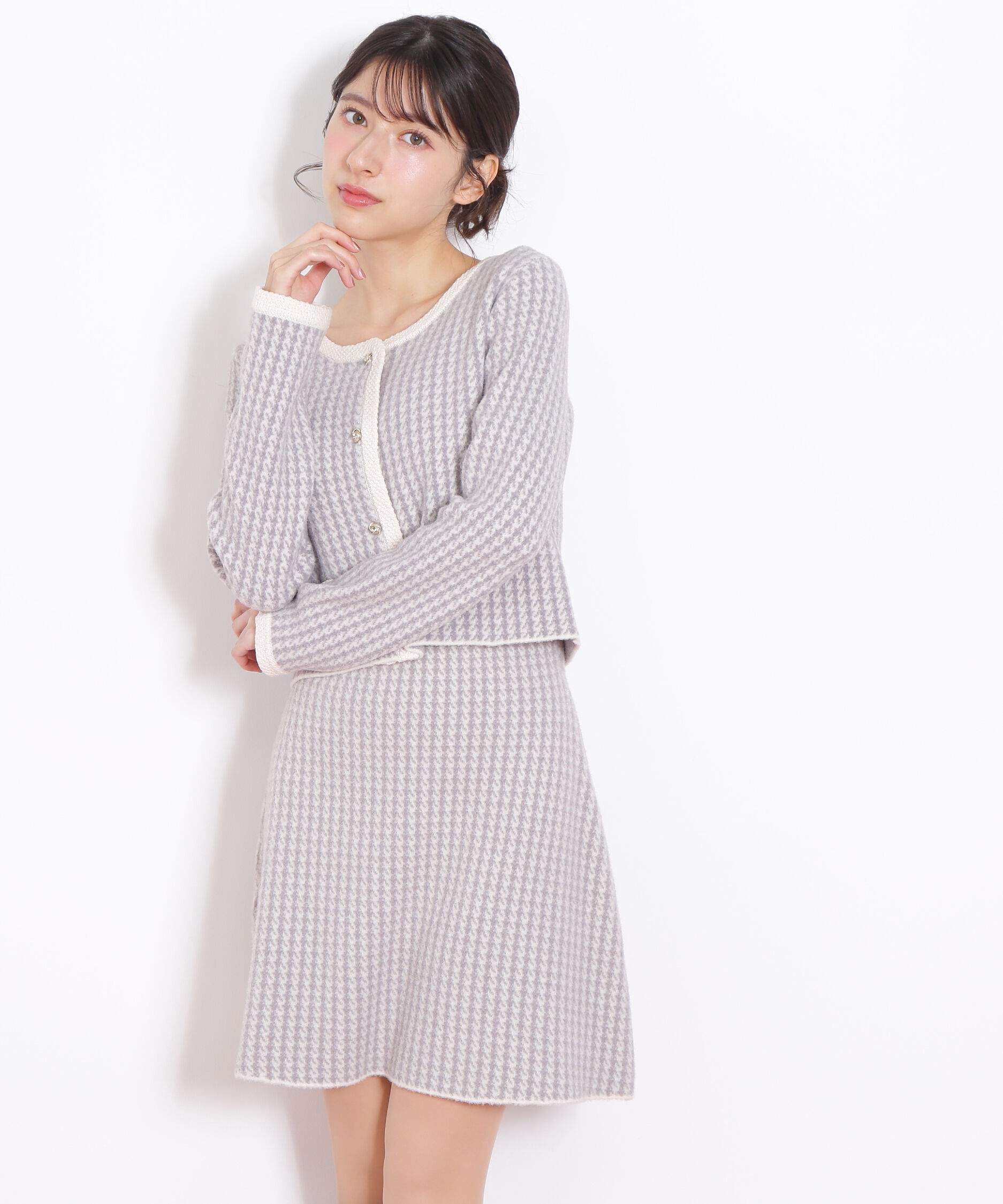  「千鳥ジャガードニットセットアップ」|ワンピース|