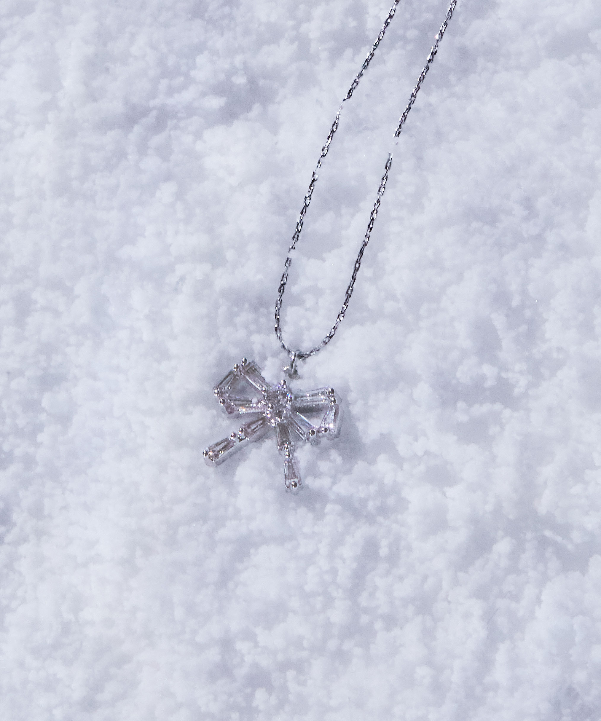  「Cubic プチリボンネックレス」|その他|シルバー