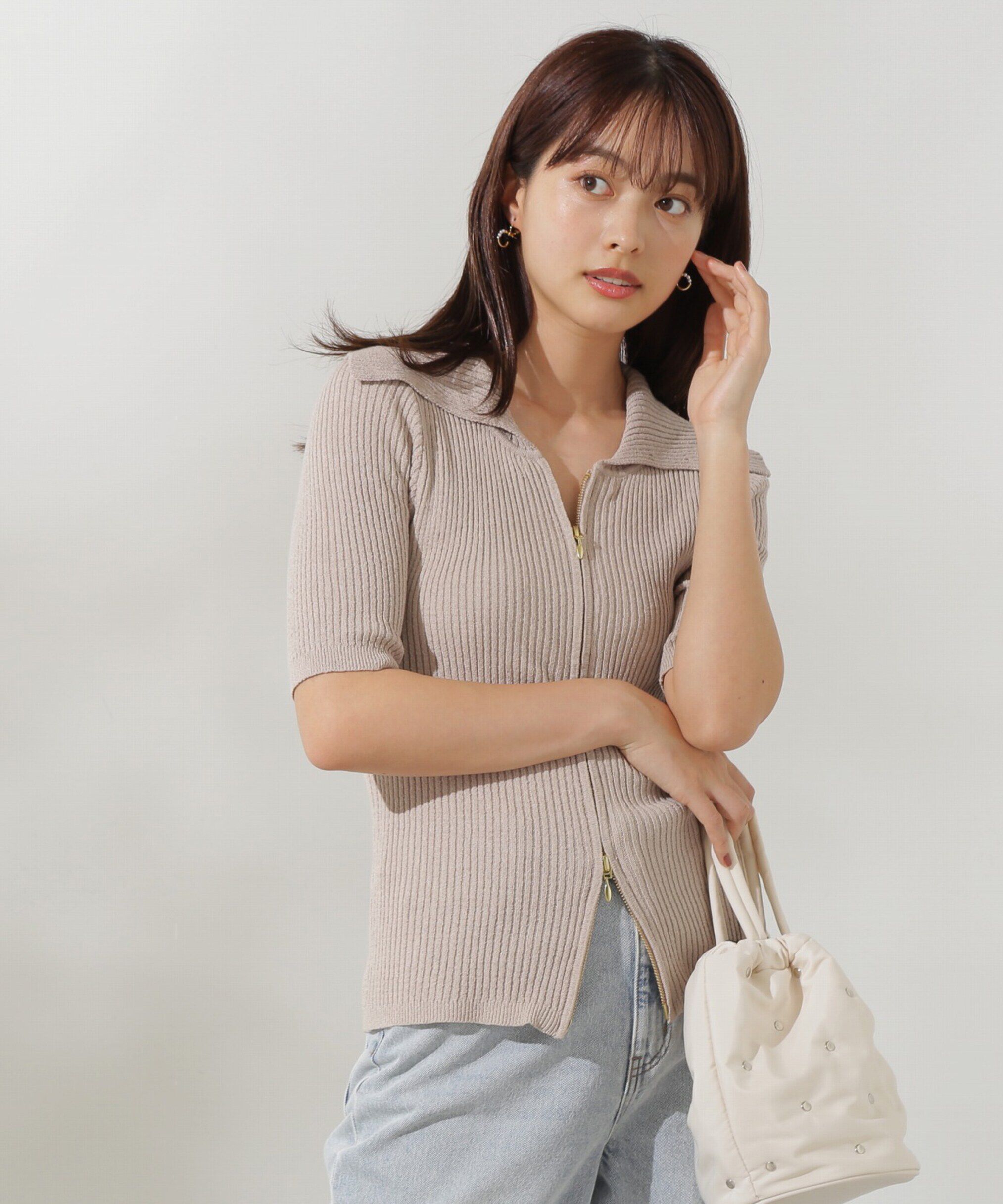 PROPORTION BODY DRESSING「ジップニット 新色カラー：ベージュ、ラベンダー」|ニット・セーター|