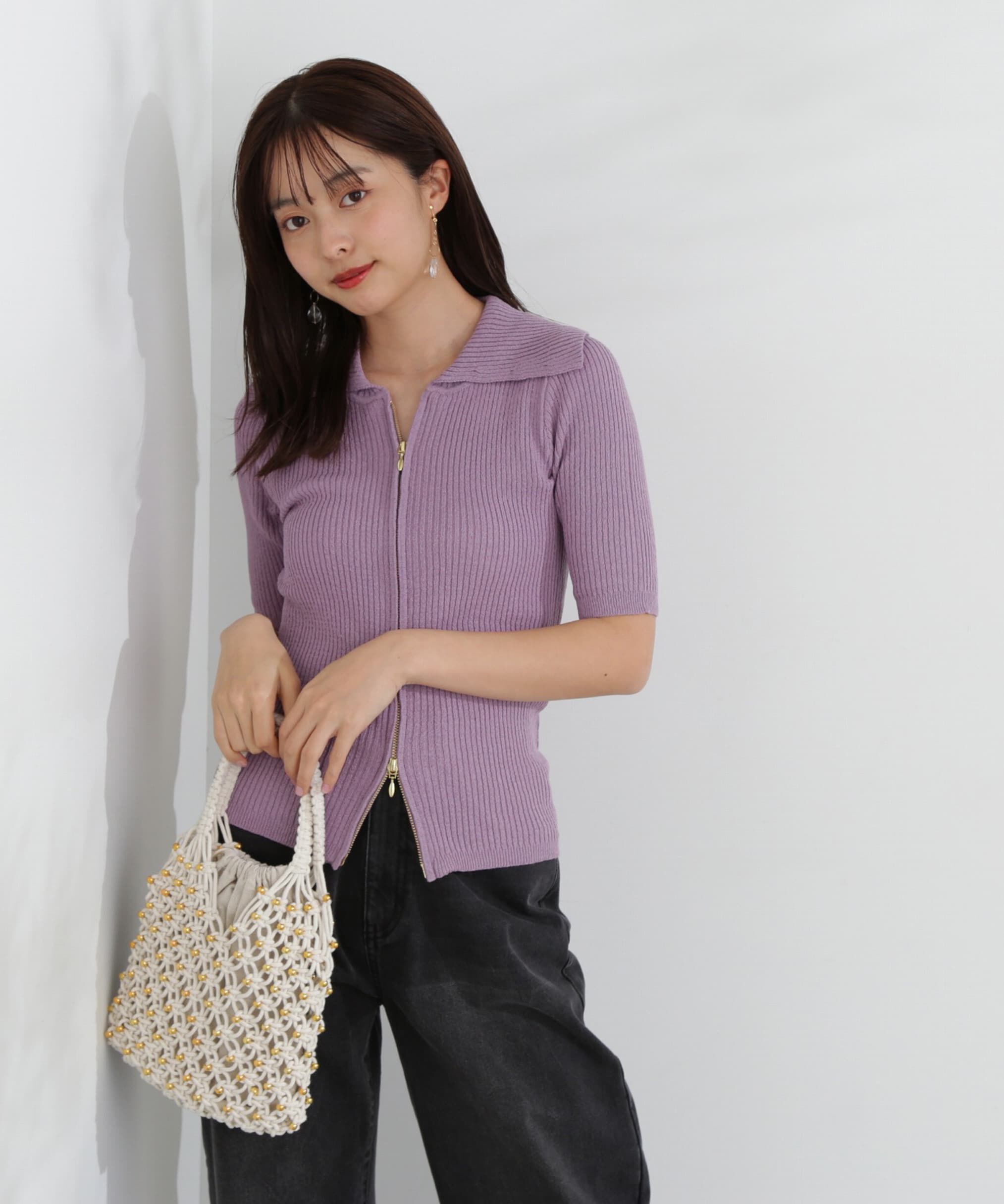 PROPORTION BODY DRESSING「ジップニット 新色カラー：ベージュ、ラベンダー」|ニット・セーター|