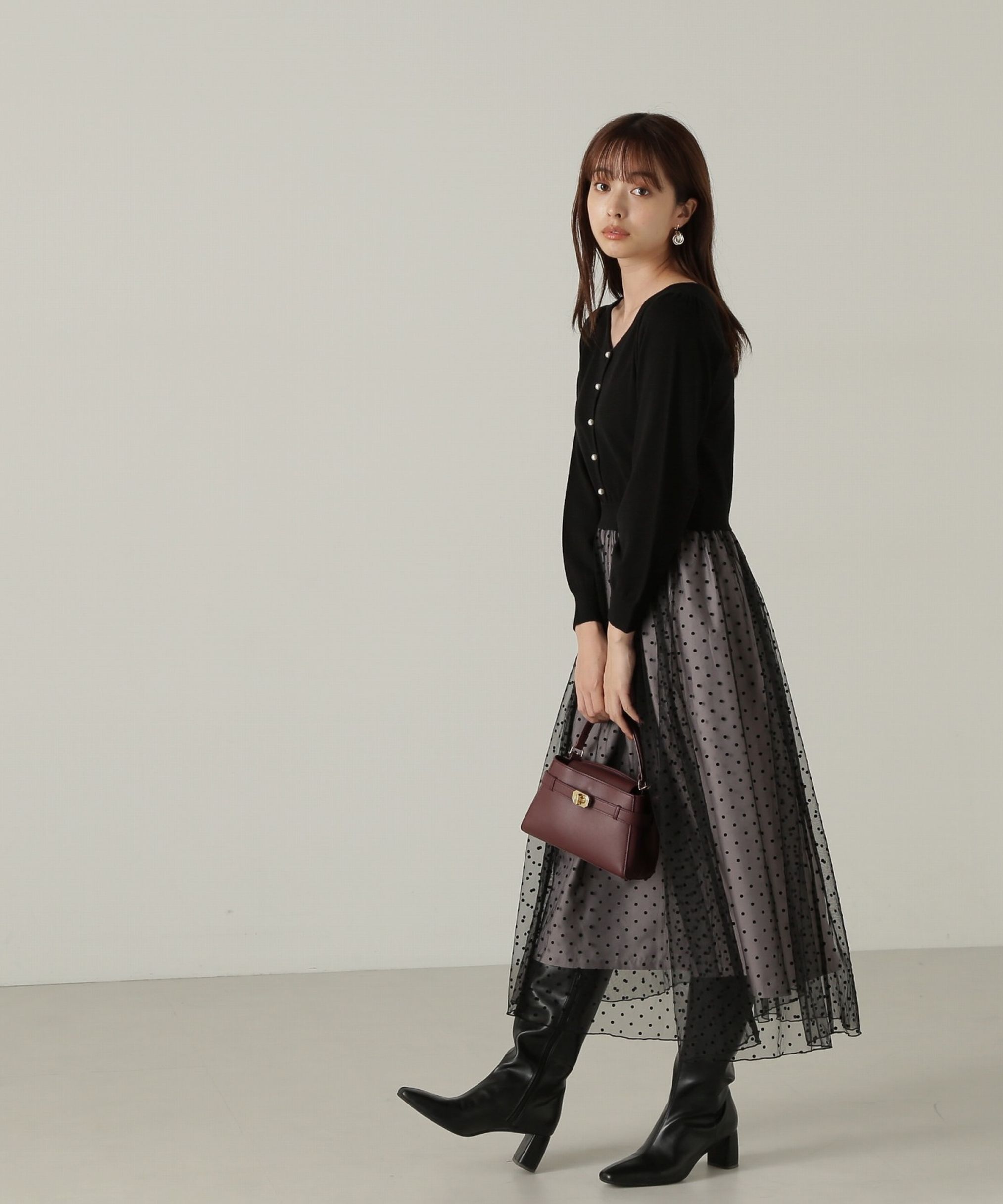 PROPORTION BODY DRESSING「チュールドットドッキングワンピース24AW」|ワンピース|