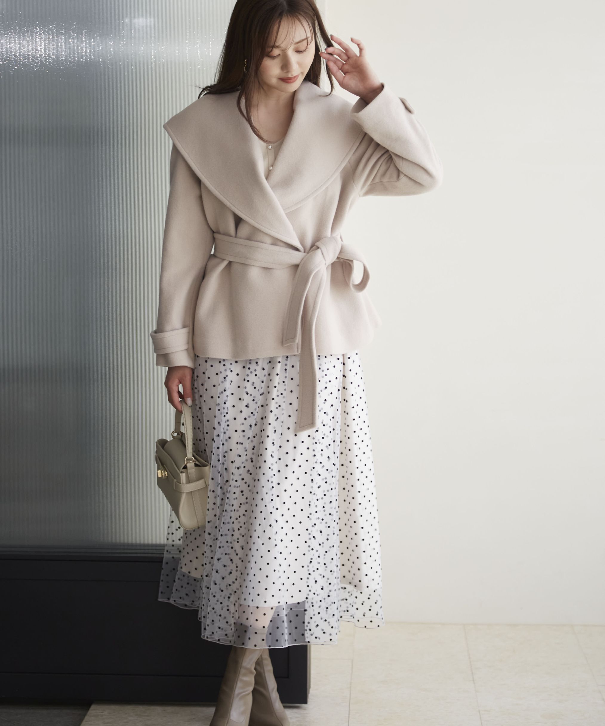 PROPORTION BODY DRESSING「チュールドットドッキングワンピース24AW」|ワンピース|