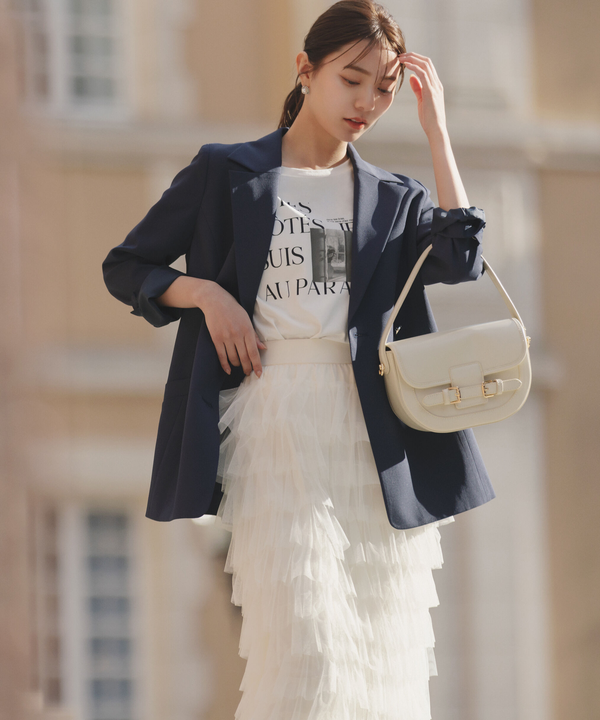 PROPORTION BODY DRESSING「Iラインチュールティアードスカート」|スカート|