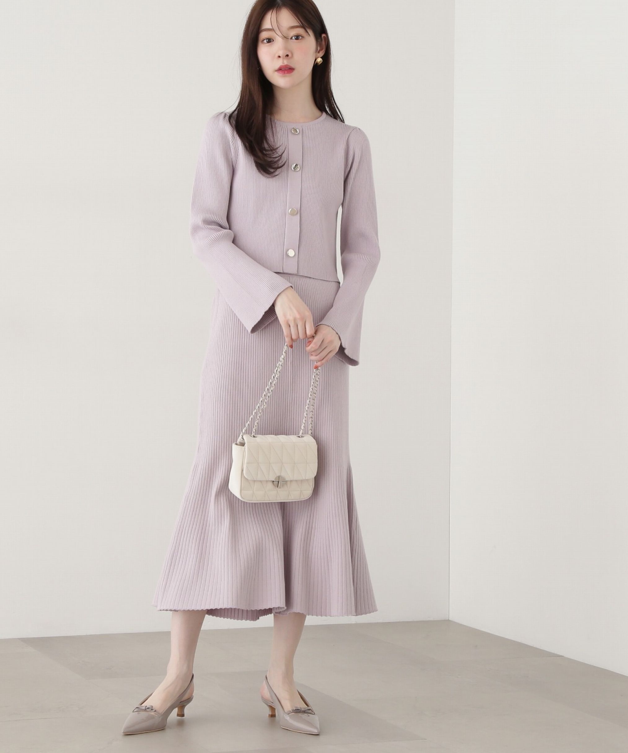 PROPORTION BODY DRESSING「キラ釦リブニットセットアップ」|ワンピース|ラベンダー