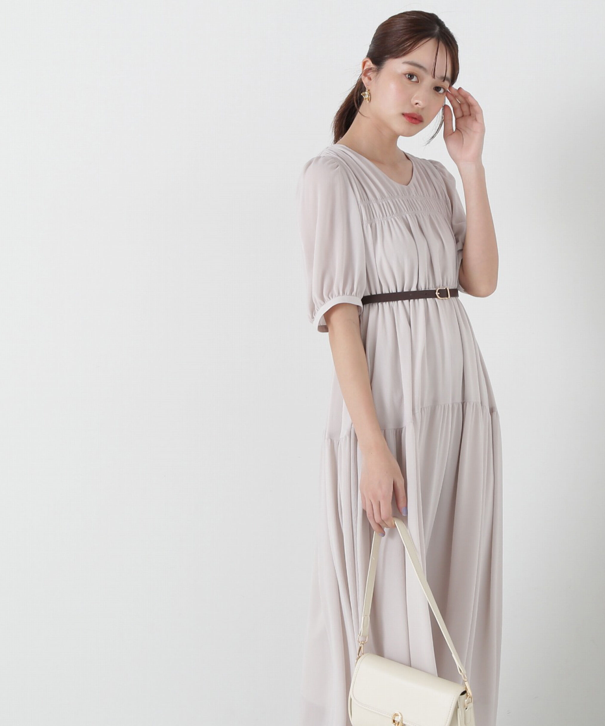 PROPORTION BODY DRESSING「ベルト付きギャザーワンピース」|ワンピース|