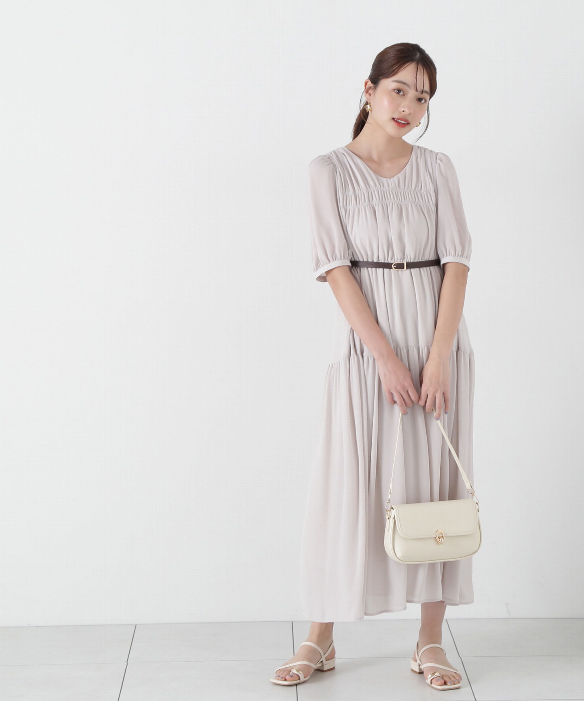 PROPORTION BODY DRESSING「ベルト付きギャザーワンピース」|ワンピース|