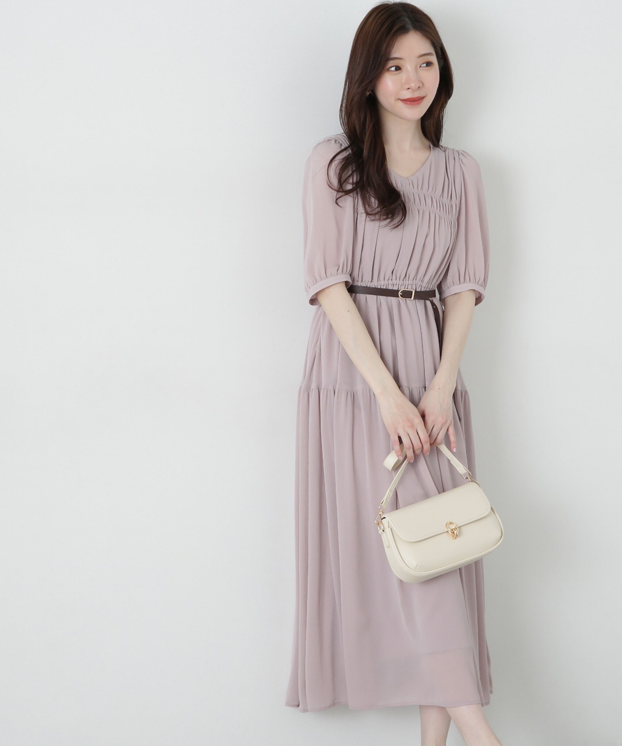 PROPORTION BODY DRESSING「ベルト付きギャザーワンピース」|ワンピース|