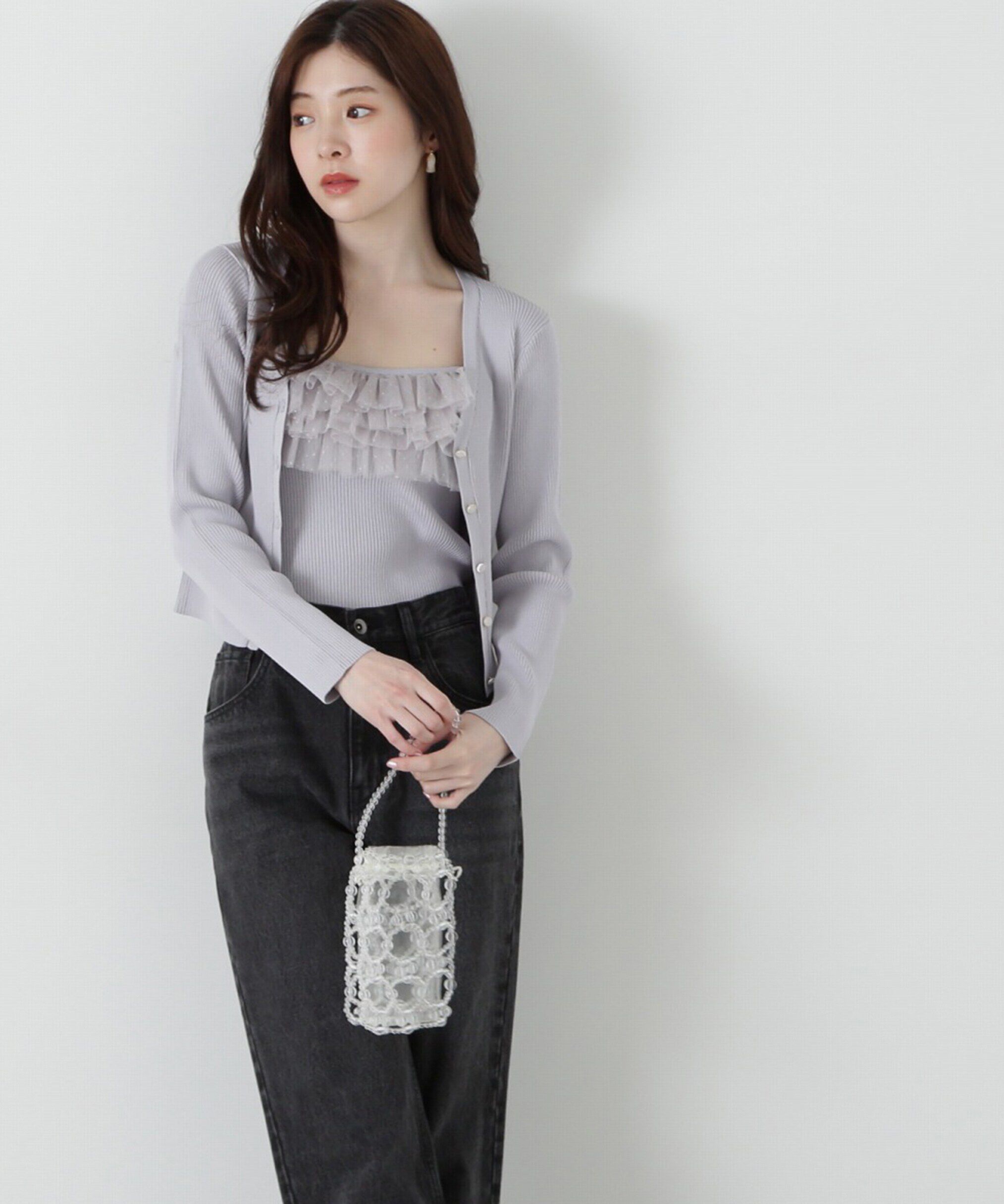 PROPORTION BODY DRESSING「チュール付きアンサンブルニット」|ニット・セーター|グレー