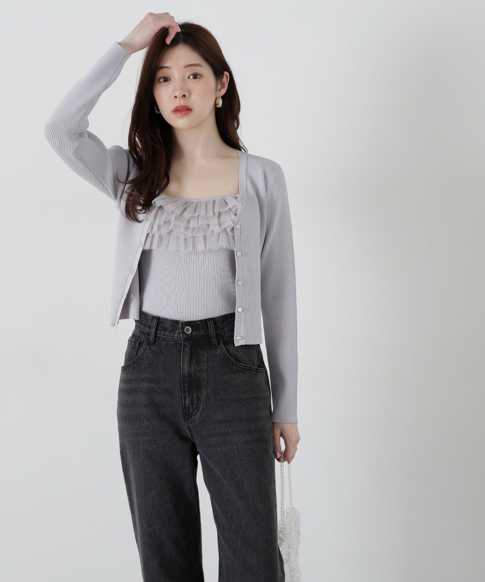 PROPORTION BODY DRESSING「チュール付きアンサンブルニット」|ニット・セーター|