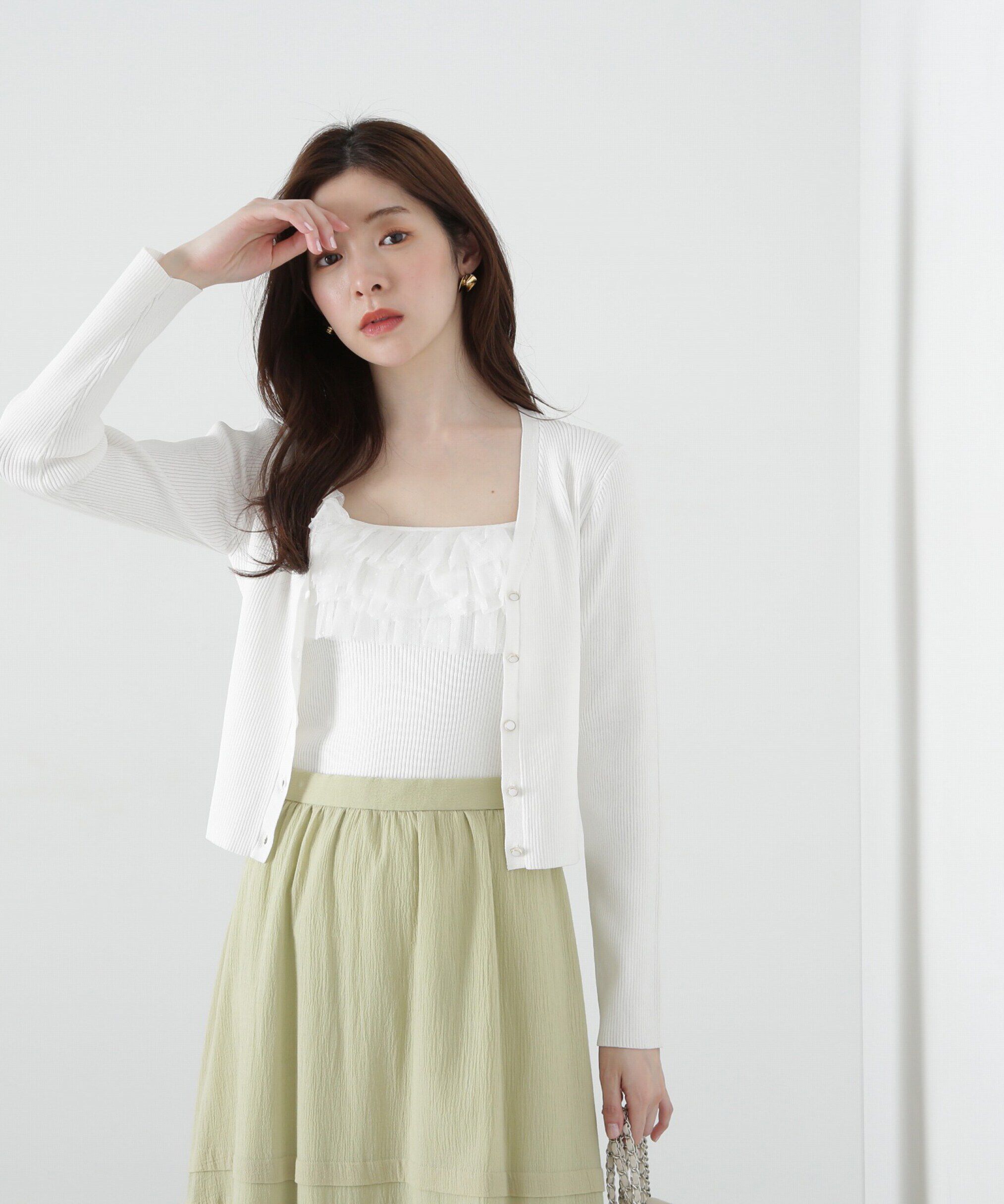 PROPORTION BODY DRESSING「チュール付きアンサンブルニット」|ニット・セーター|ホワイト