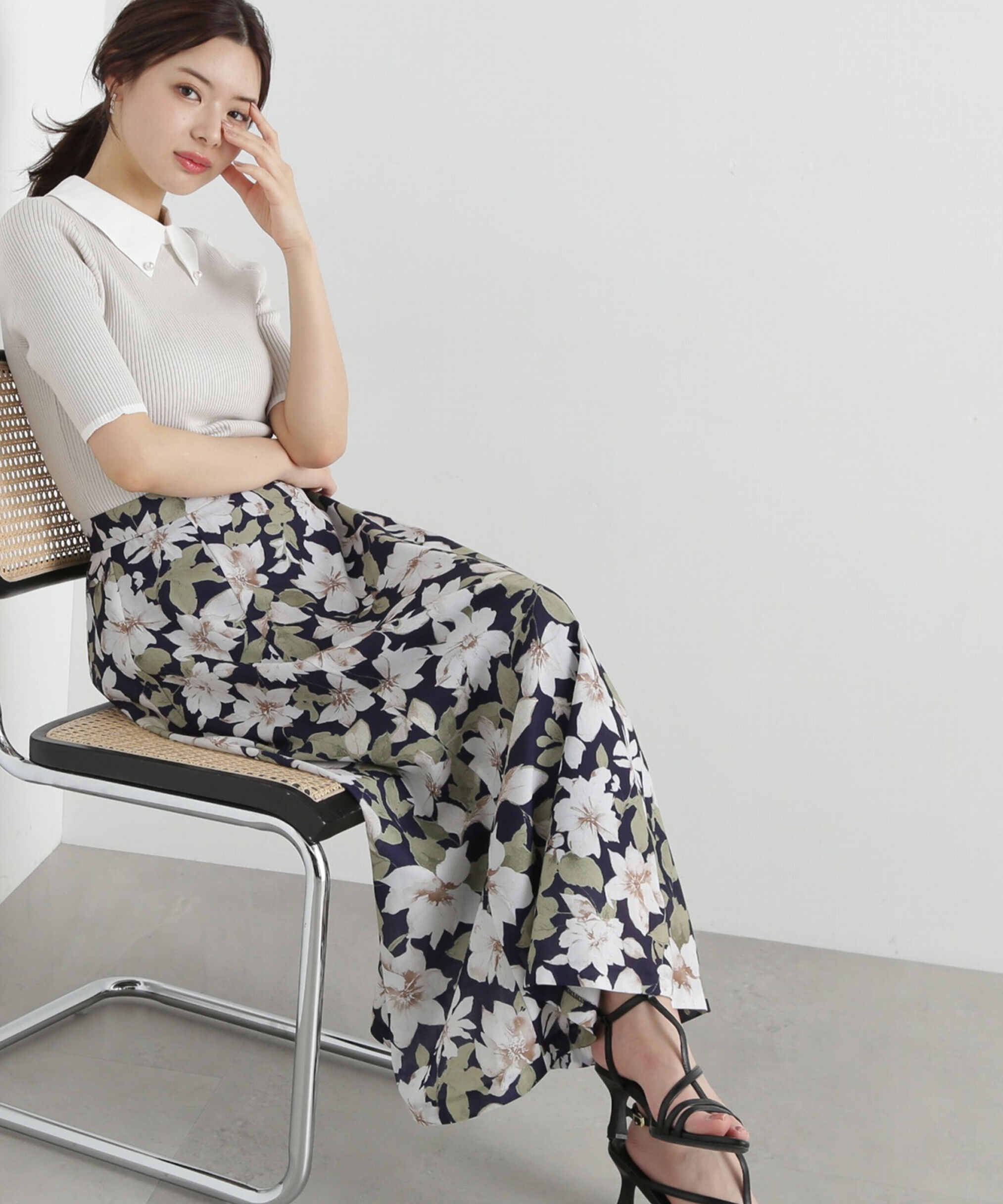 PROPORTION BODY DRESSING「ニュアンスフラワースカート」|スカート|ネイビー