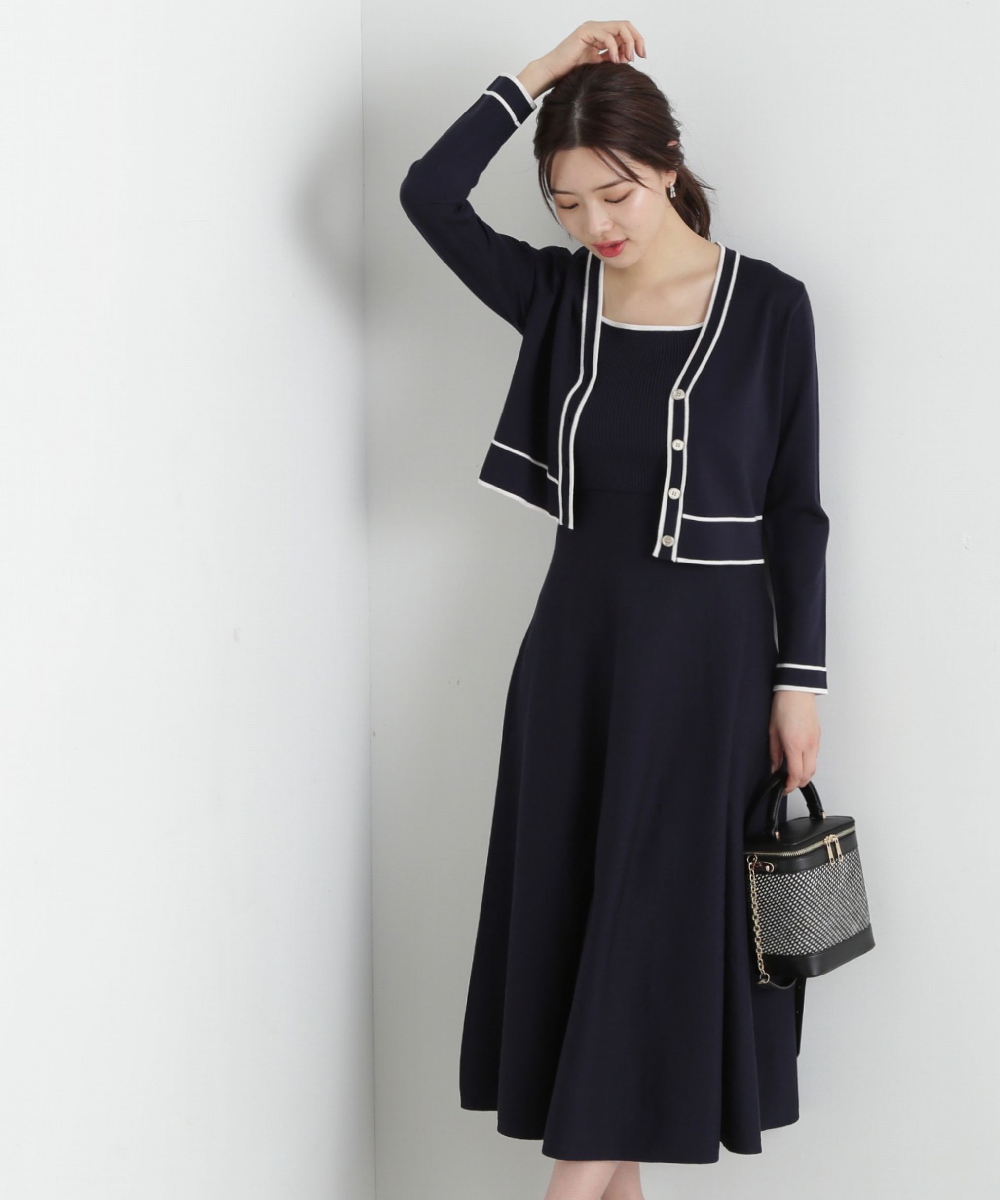PROPORTION BODY DRESSING「バイカラーアンサンブルニットワンピース」|ワンピース|ネイビー&times;ホワ