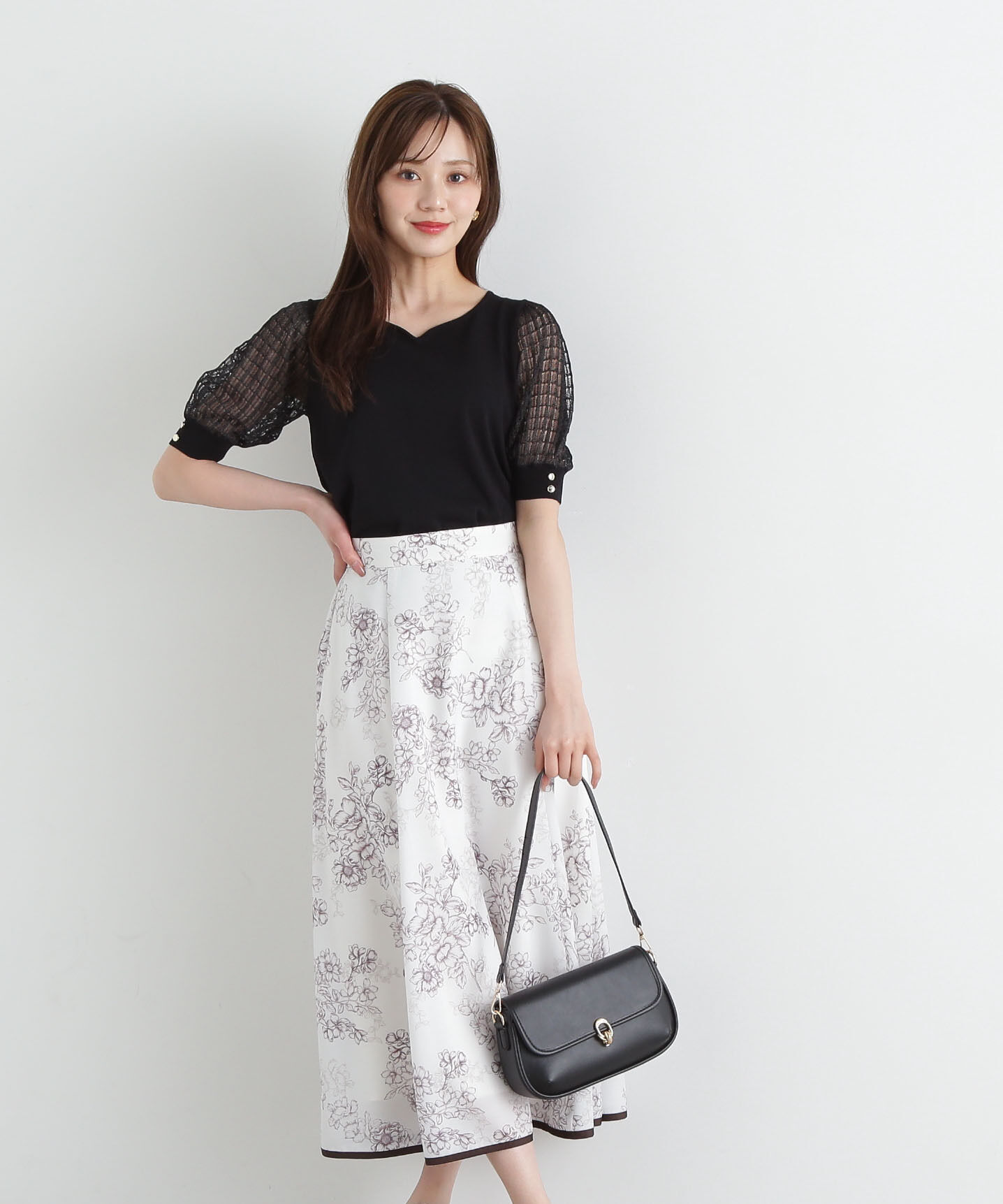 PROPORTION BODY DRESSING「モノトーンシアーフラワースカート」|スカート|ブラウン