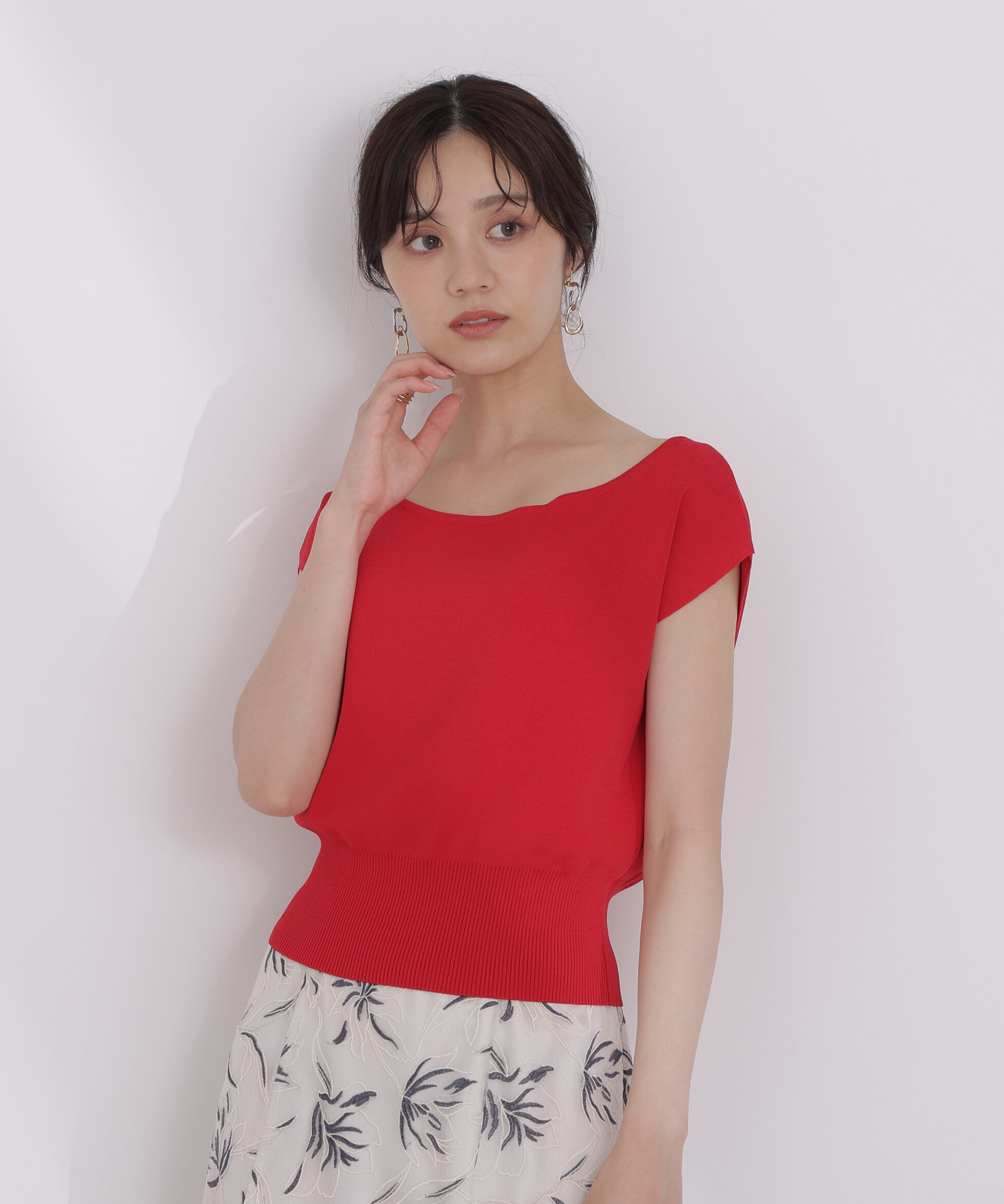 PROPORTION BODY DRESSING「デコルテ総針ニット」|ニット・セーター|レッド