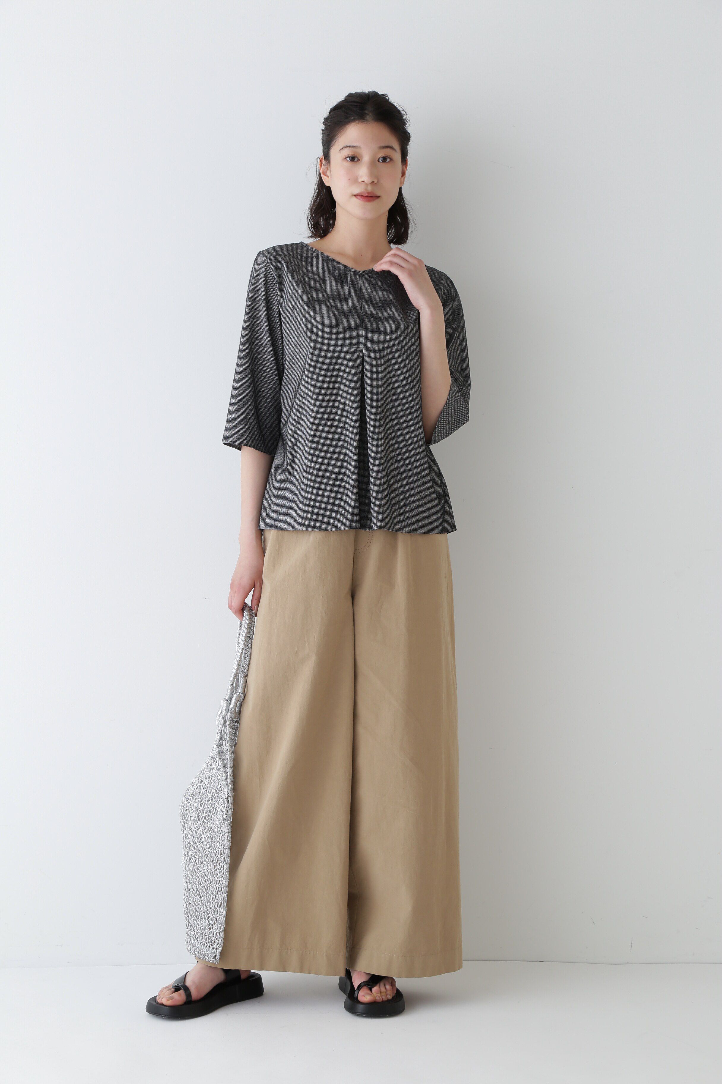  「◆４０／ジャガード千鳥ジャージカットソー」|Tシャツ・カットソー|