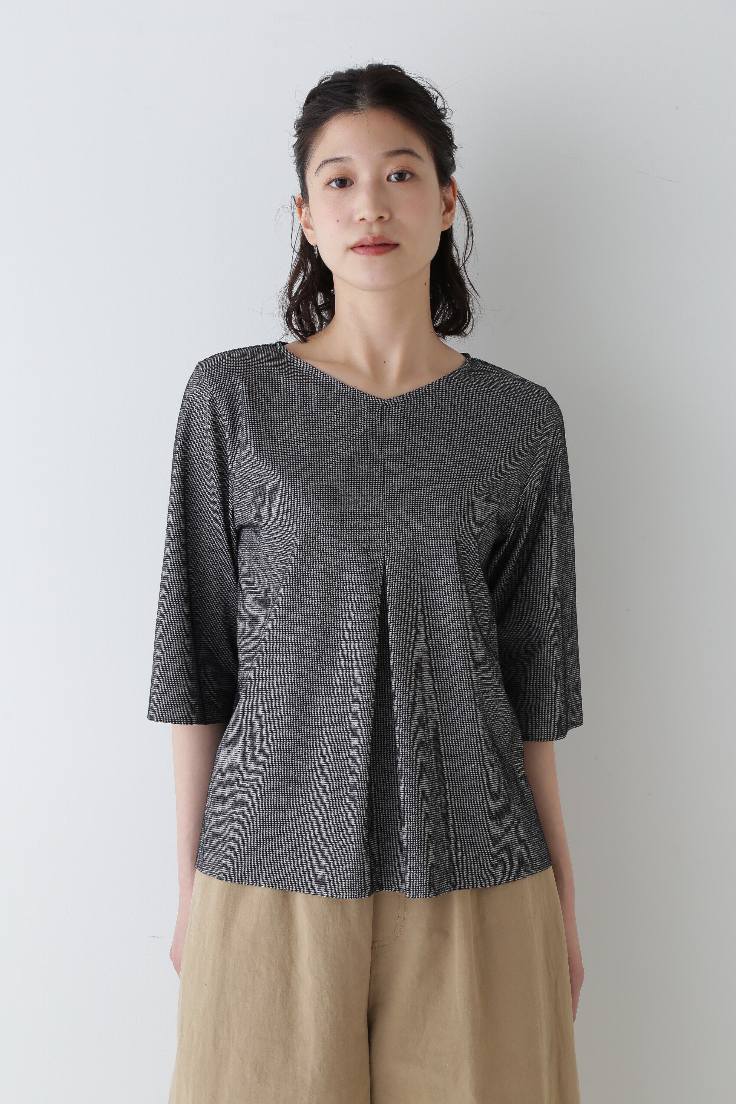  「◆４０／ジャガード千鳥ジャージカットソー」|Tシャツ・カットソー|