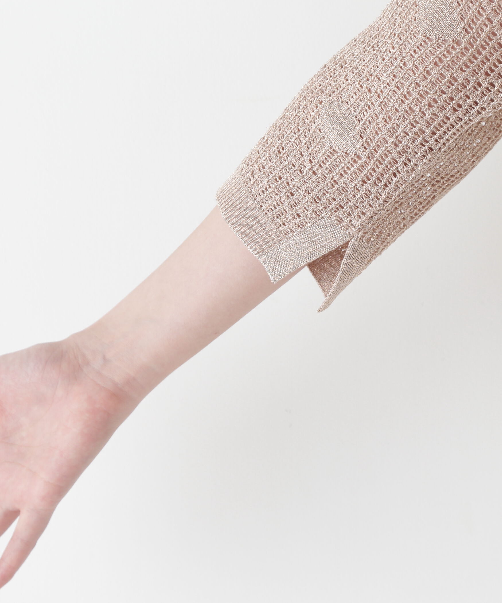  「◆【ウォッシャブル】ラメメッシュオープンカラーカーディガン」|ニット・セーター|