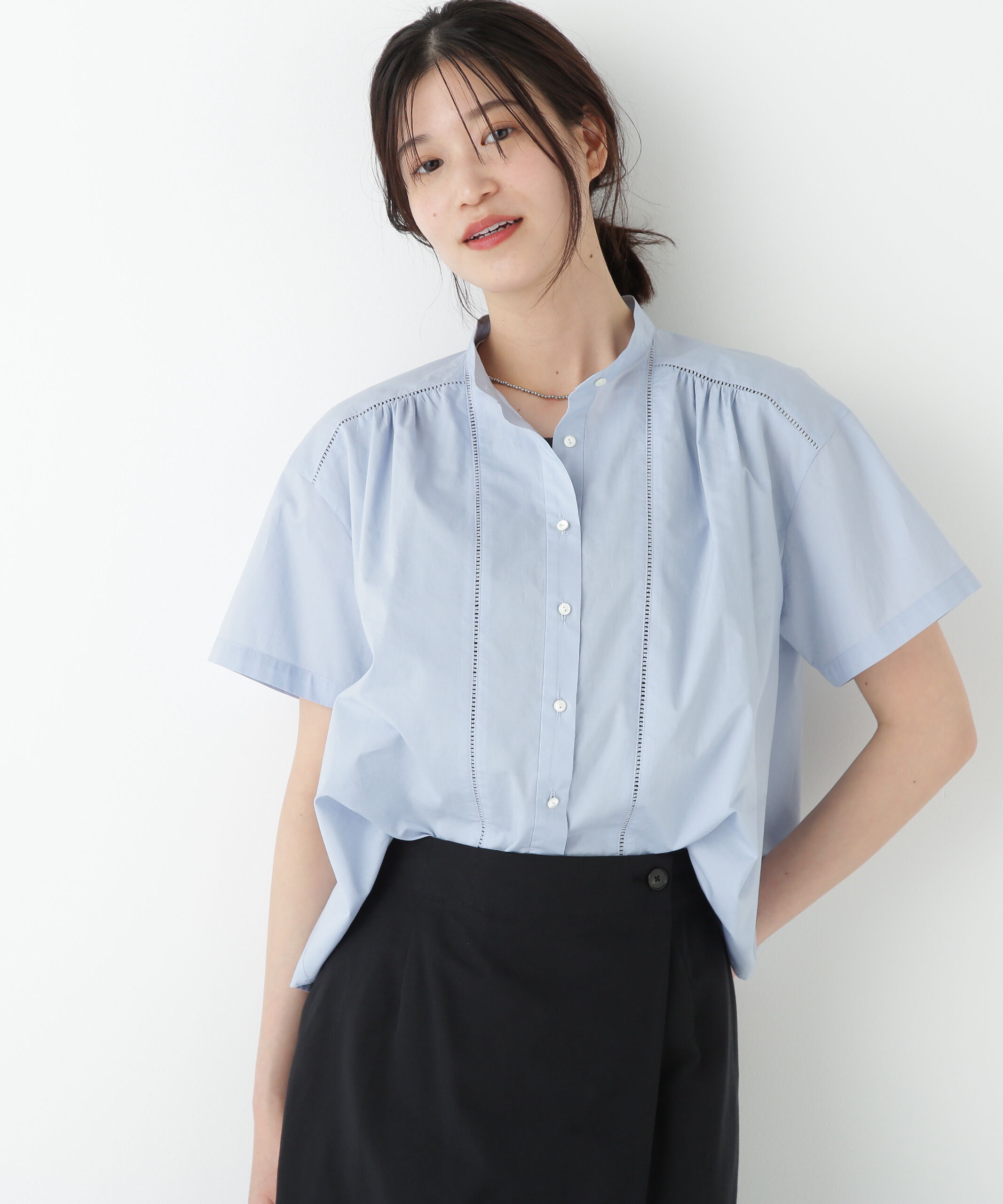  「◆タイプライターブラウス」|シャツ・ブラウス|ライトブルー