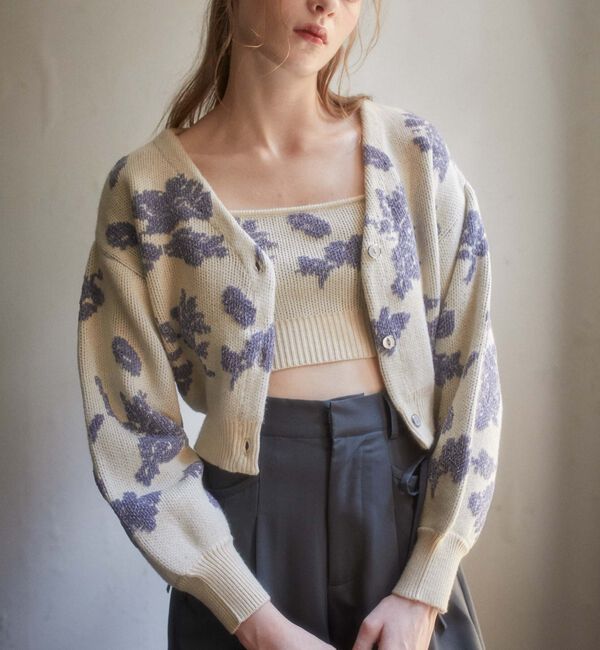 archives「ラメベロア花柄ＪＱニットＣＤアンサンブル」|カーディガン|IVORY