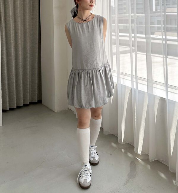 archives「ベルトシュシュ付バルーンノースリミニワンピース」|チュニック|