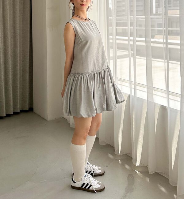 archives「ベルトシュシュ付バルーンノースリミニワンピース」|チュニック|